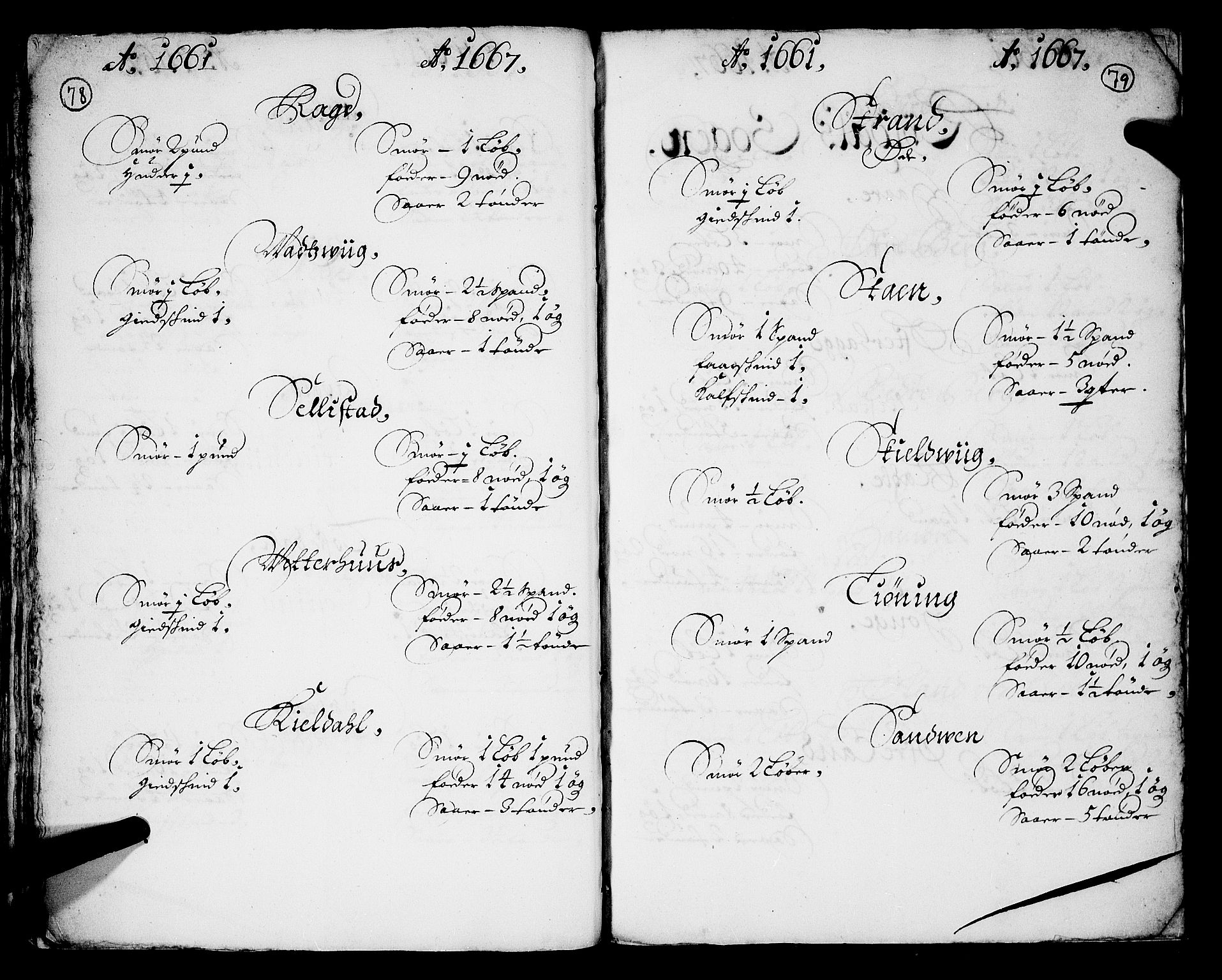 Rentekammeret inntil 1814, Realistisk ordnet avdeling, AV/RA-EA-4070/N/Nb/Nba/L0038: Hardanger fogderi, 1661-1667, s. 78-79