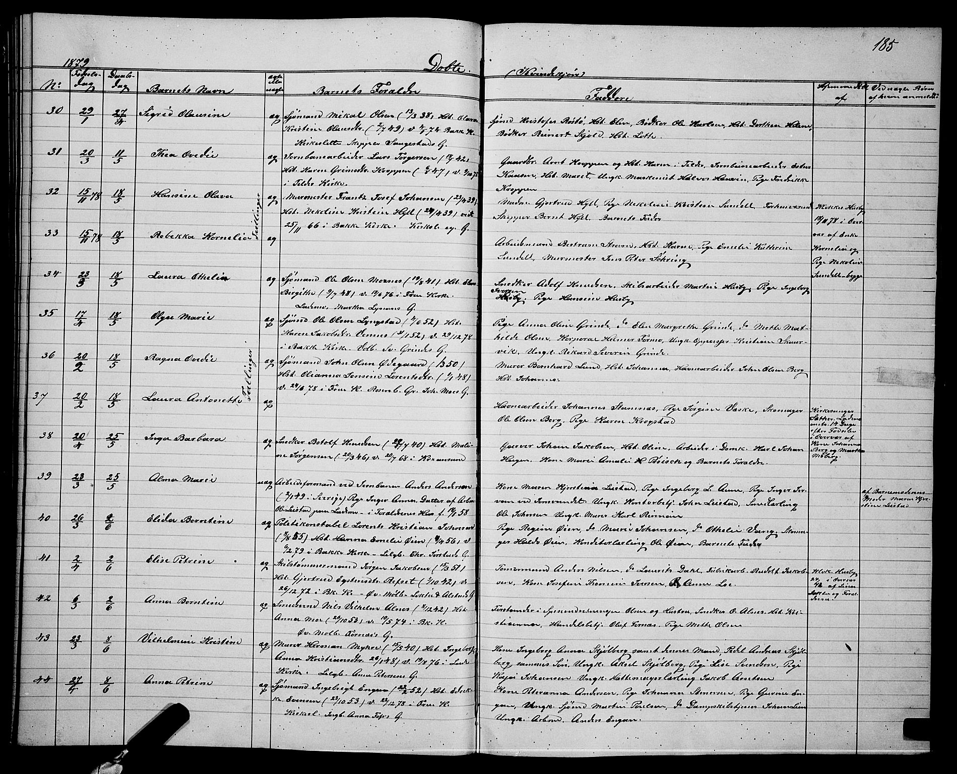Ministerialprotokoller, klokkerbøker og fødselsregistre - Sør-Trøndelag, SAT/A-1456/604/L0220: Klokkerbok nr. 604C03, 1870-1885, s. 185