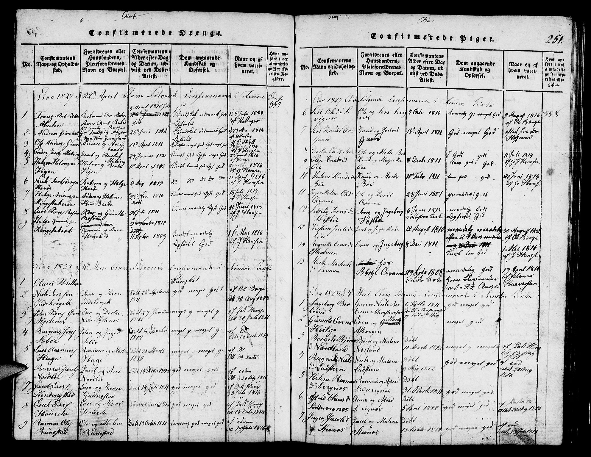 Finnøy sokneprestkontor, AV/SAST-A-101825/H/Ha/Hab/L0001: Klokkerbok nr. B 1, 1816-1856, s. 251