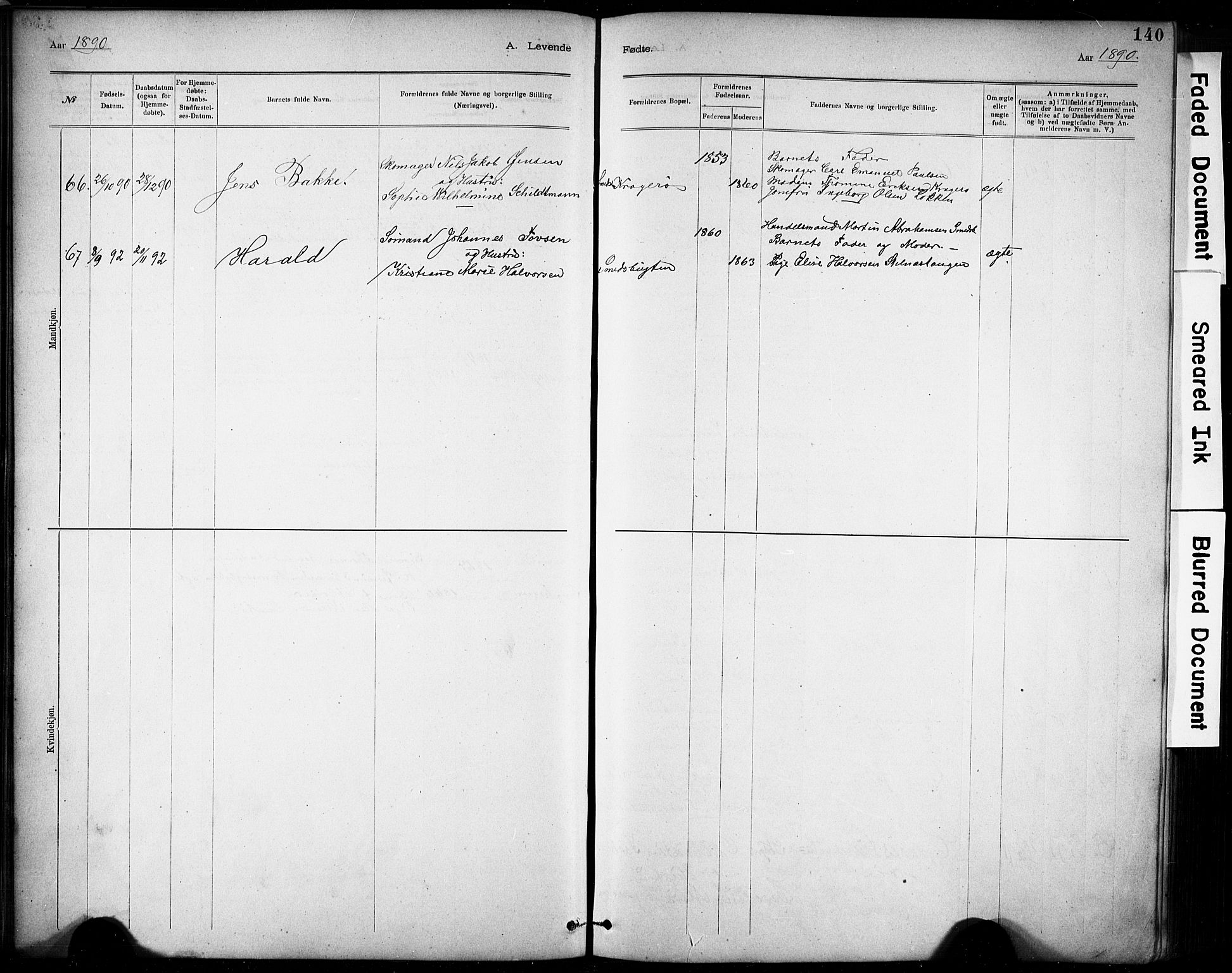 Kragerø kirkebøker, AV/SAKO-A-278/G/Ga/L0007: Klokkerbok nr. 7, 1881-1927, s. 140
