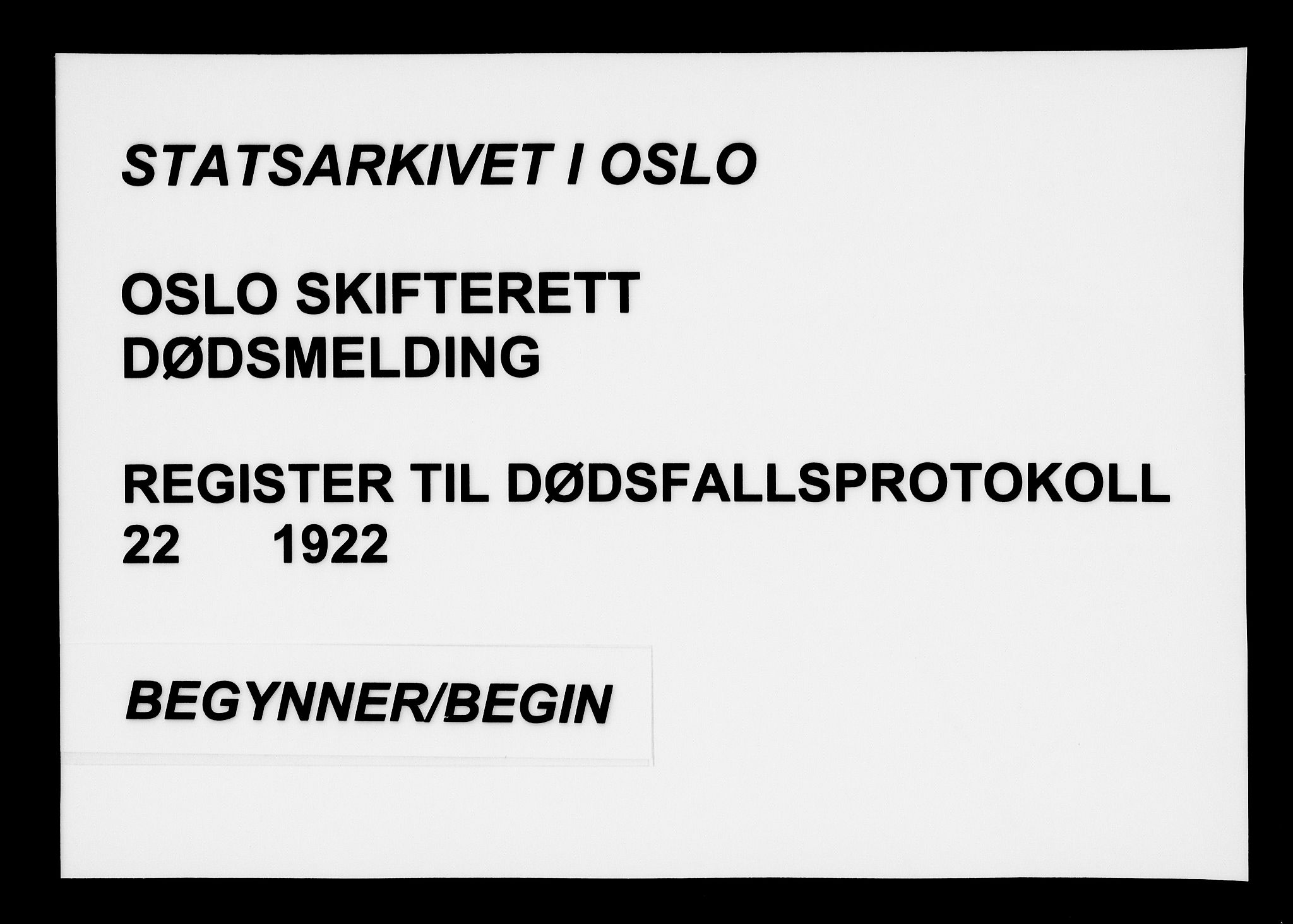 Oslo skifterett, SAO/A-10383/F/Fa/Faa/L0022: Navneregister, 1922