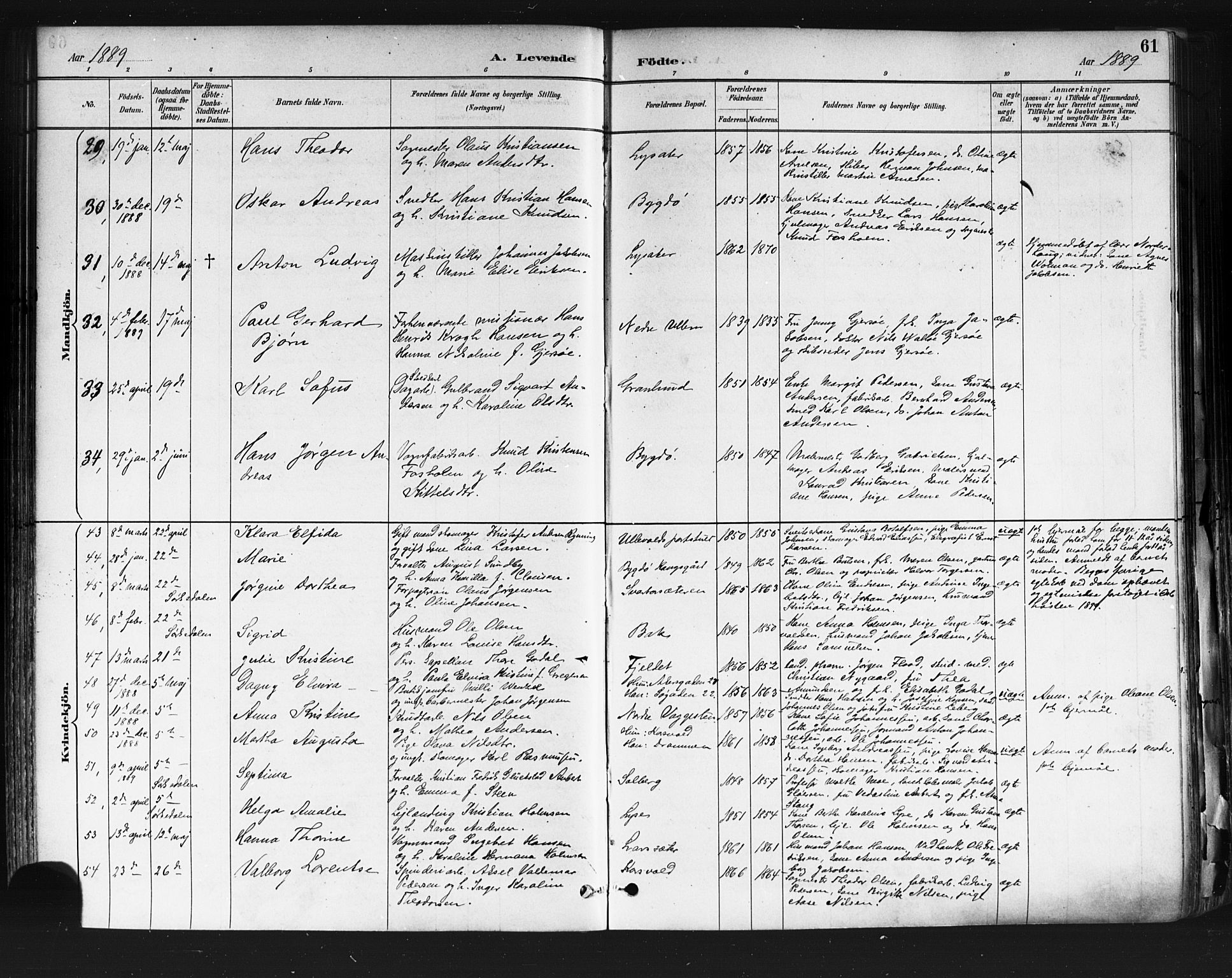 Vestre Aker prestekontor Kirkebøker, AV/SAO-A-10025/F/Fa/L0010: Ministerialbok nr. 10, 1886-1903, s. 61