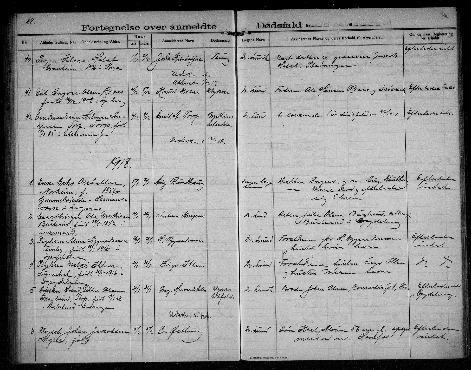Spydeberg lensmannsarkiv, AV/SAO-A-10635/H/Ha/L0003: Dødsfallsprotokoll, 1908-1922, s. 68
