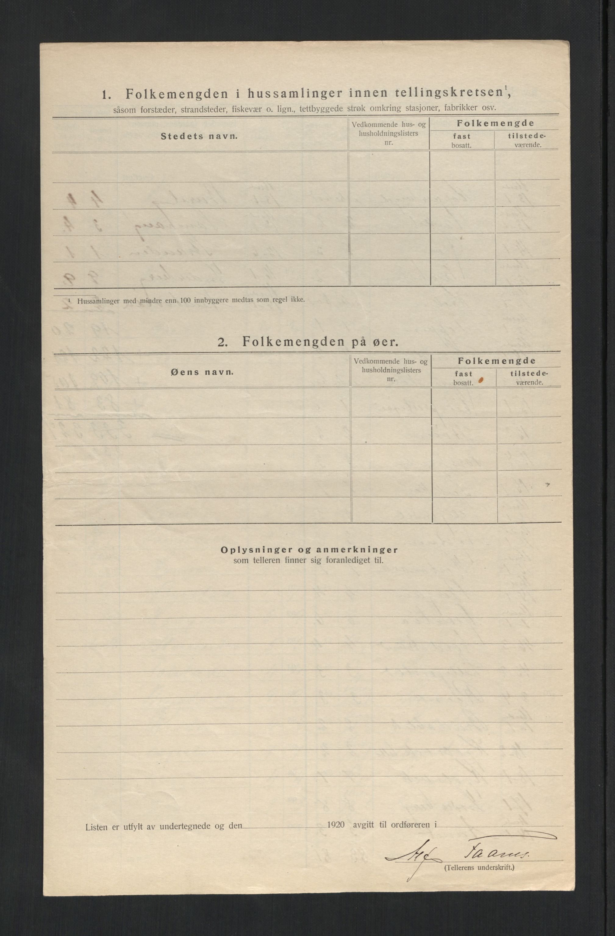 SAT, Folketelling 1920 for 1722 Ytterøy herred, 1920, s. 9