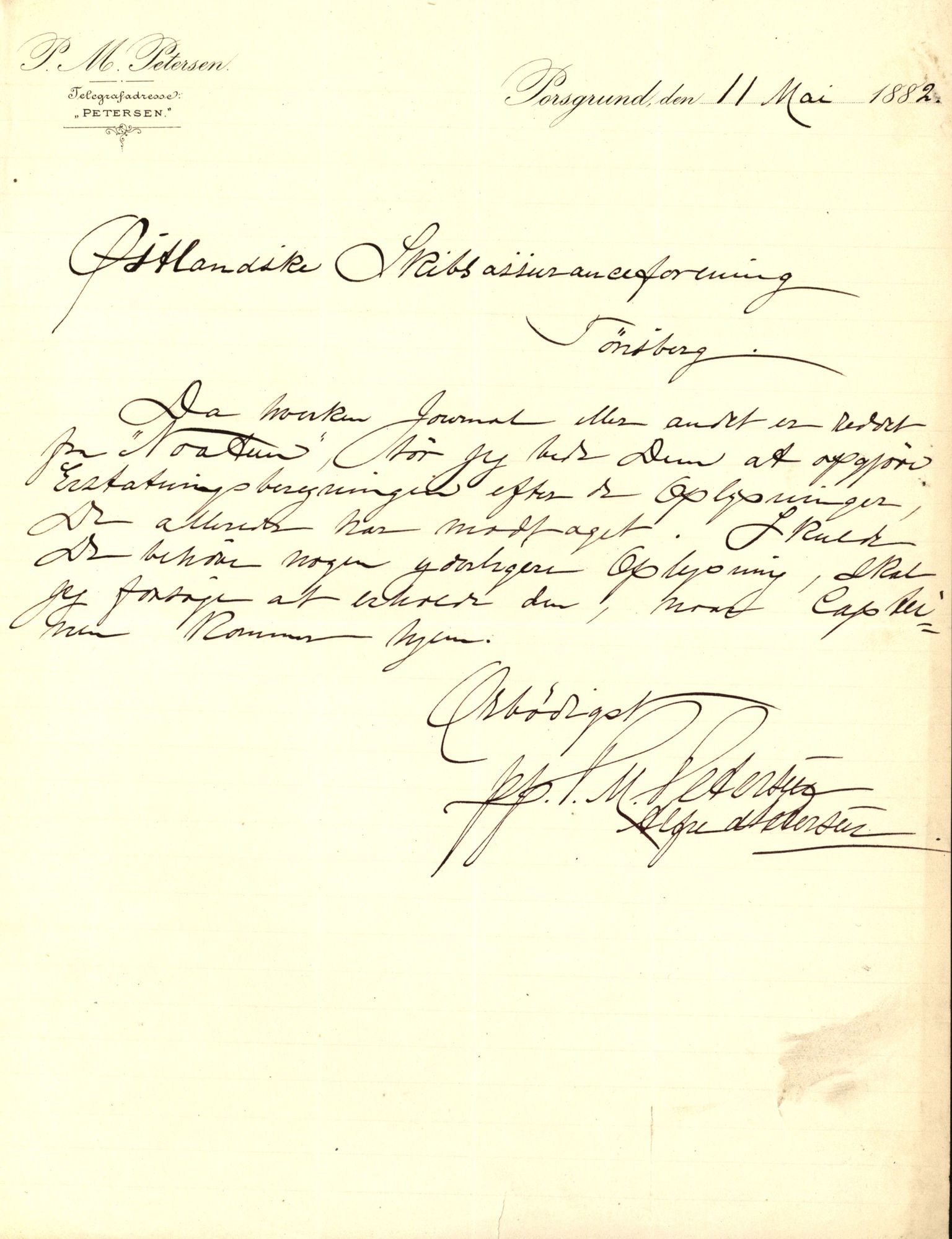 Pa 63 - Østlandske skibsassuranceforening, VEMU/A-1079/G/Ga/L0015/0010: Havaridokumenter / Cuba, Sirius, Freyr, Noatun, Frey, 1882, s. 77