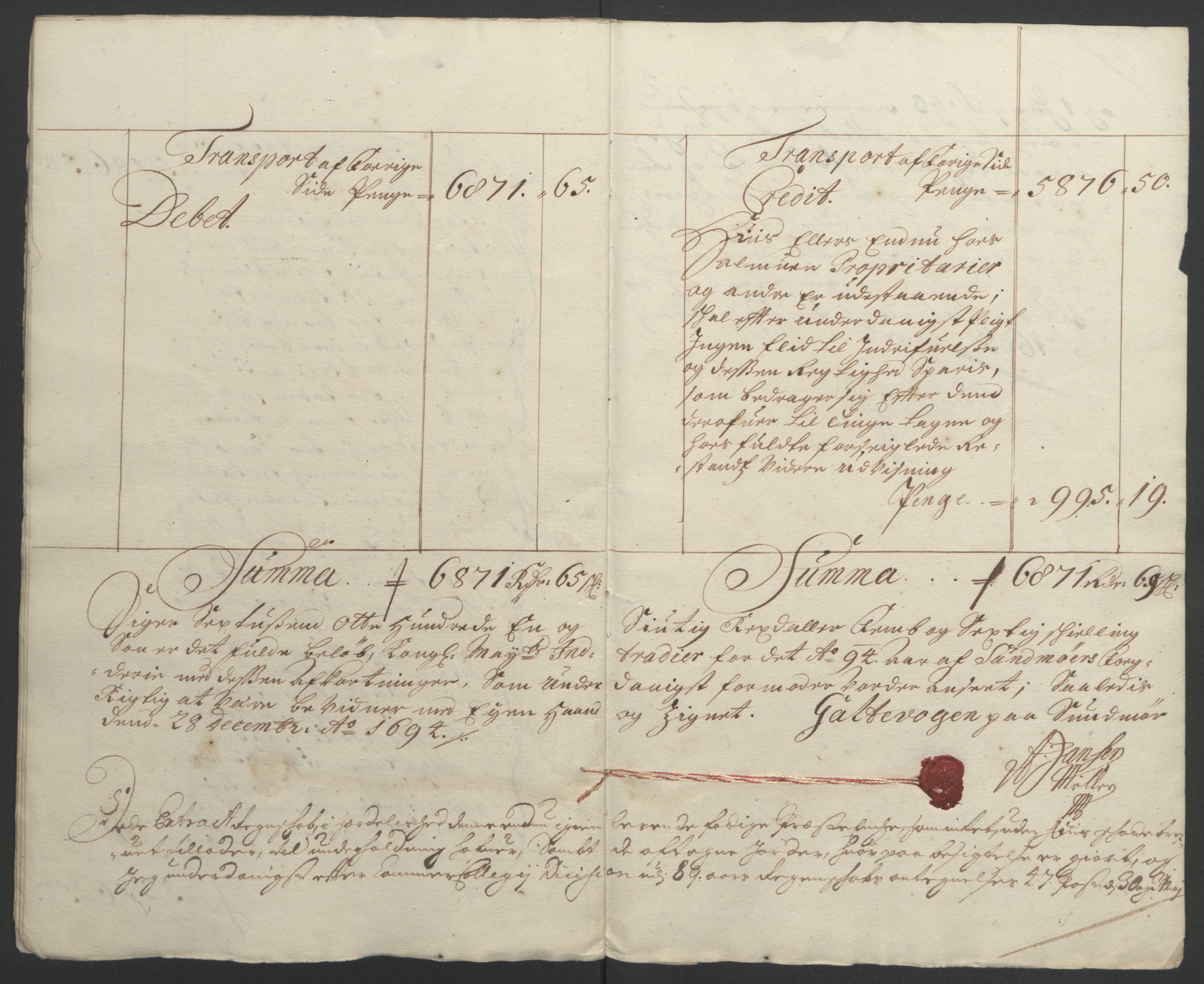 Rentekammeret inntil 1814, Reviderte regnskaper, Fogderegnskap, RA/EA-4092/R54/L3555: Fogderegnskap Sunnmøre, 1694-1695, s. 13