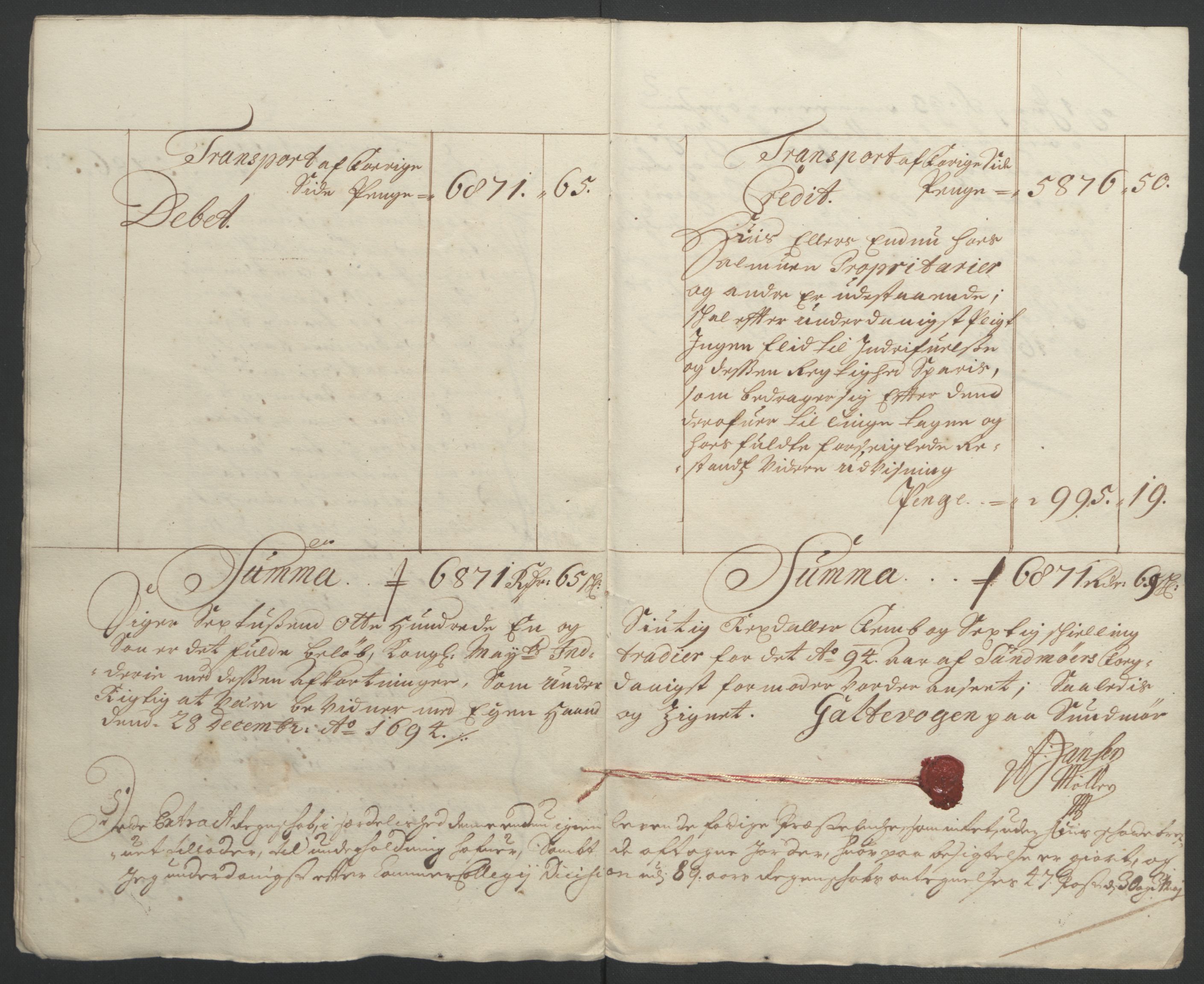 Rentekammeret inntil 1814, Reviderte regnskaper, Fogderegnskap, AV/RA-EA-4092/R54/L3555: Fogderegnskap Sunnmøre, 1694-1695, s. 13