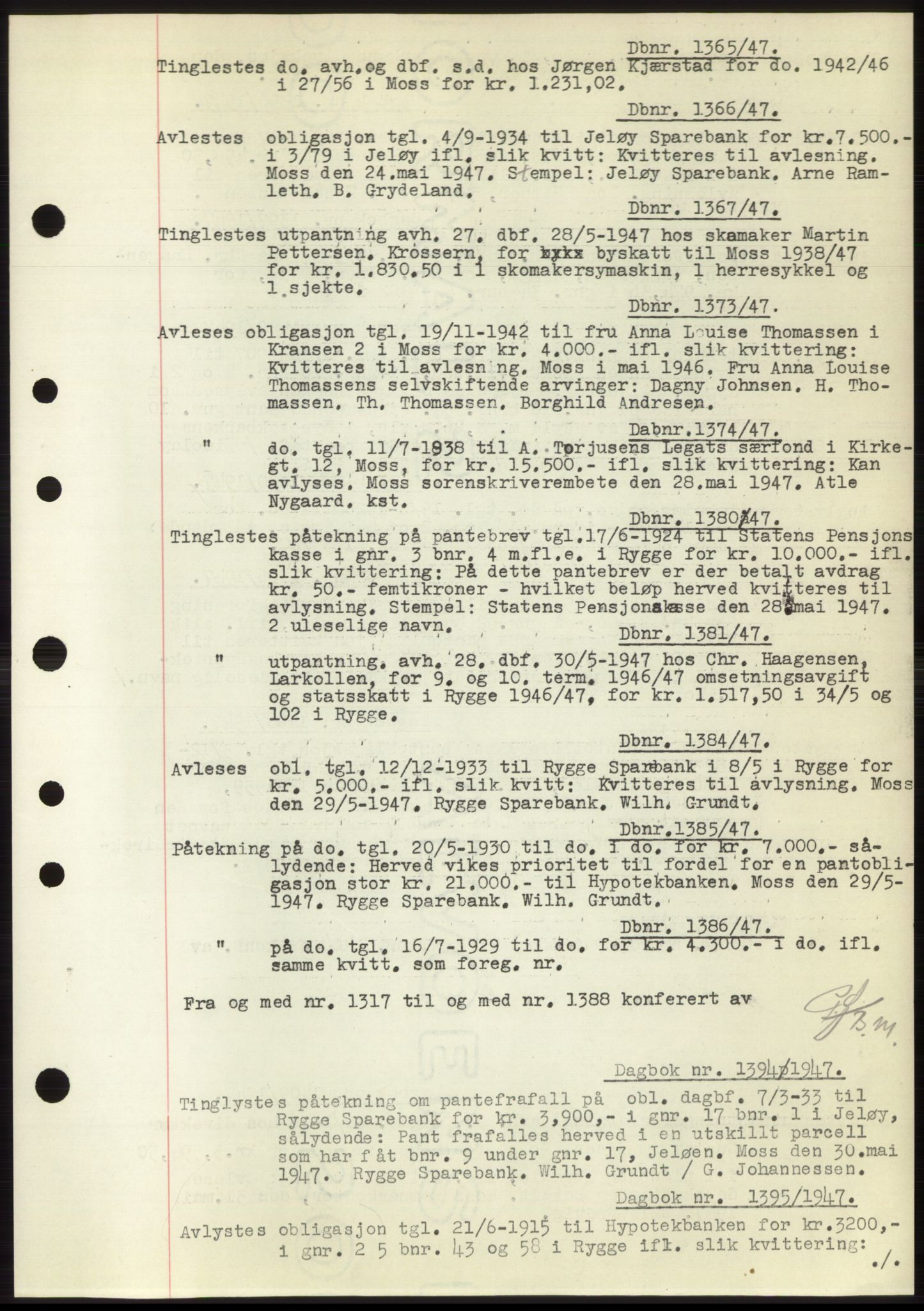 Moss sorenskriveri, SAO/A-10168: Pantebok nr. C10, 1938-1950, Dagboknr: 1365/1947