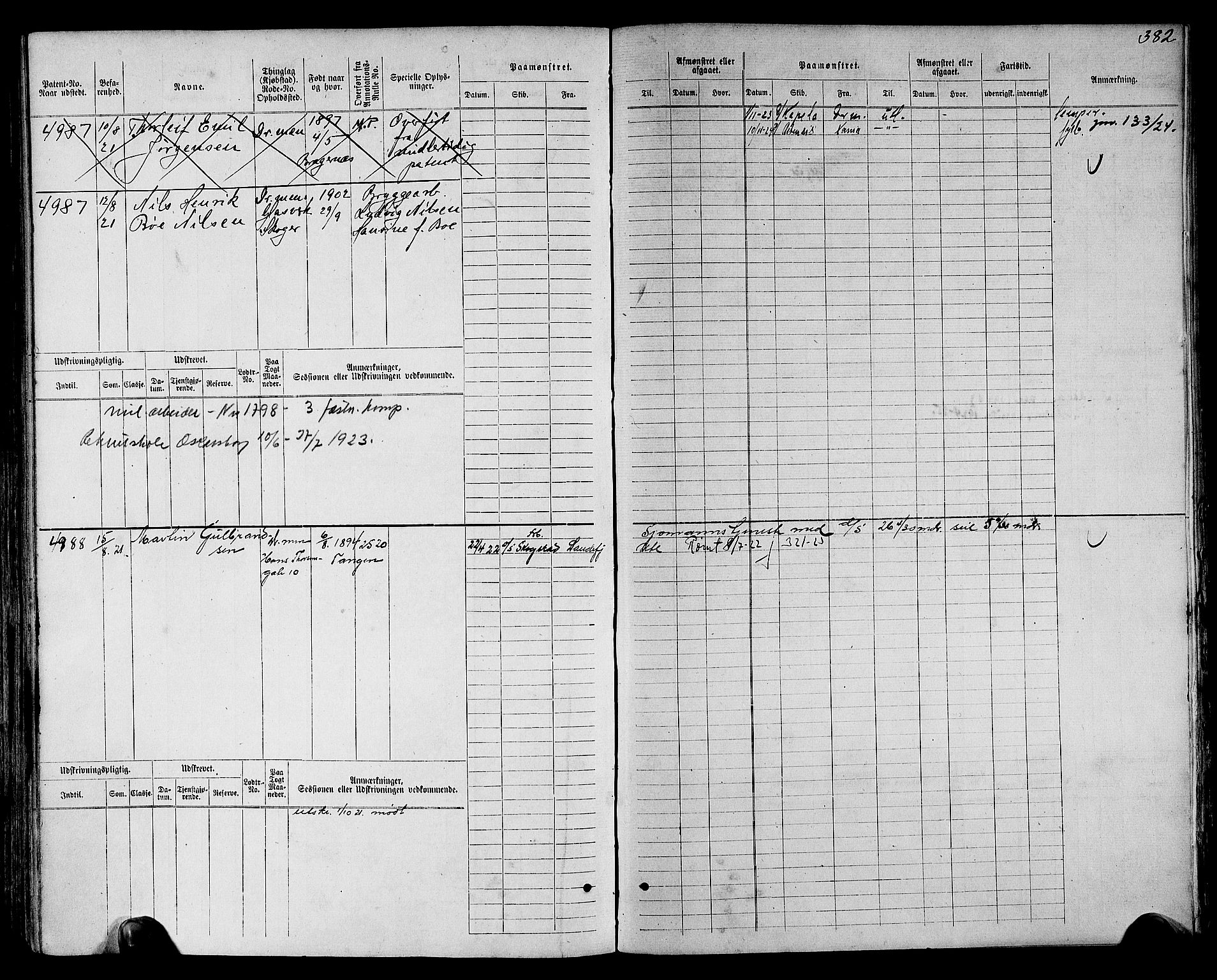 Drammen innrulleringsdistrikt, SAKO/A-781/F/Fc/L0006: Hovedrulle, 1913, s. 234