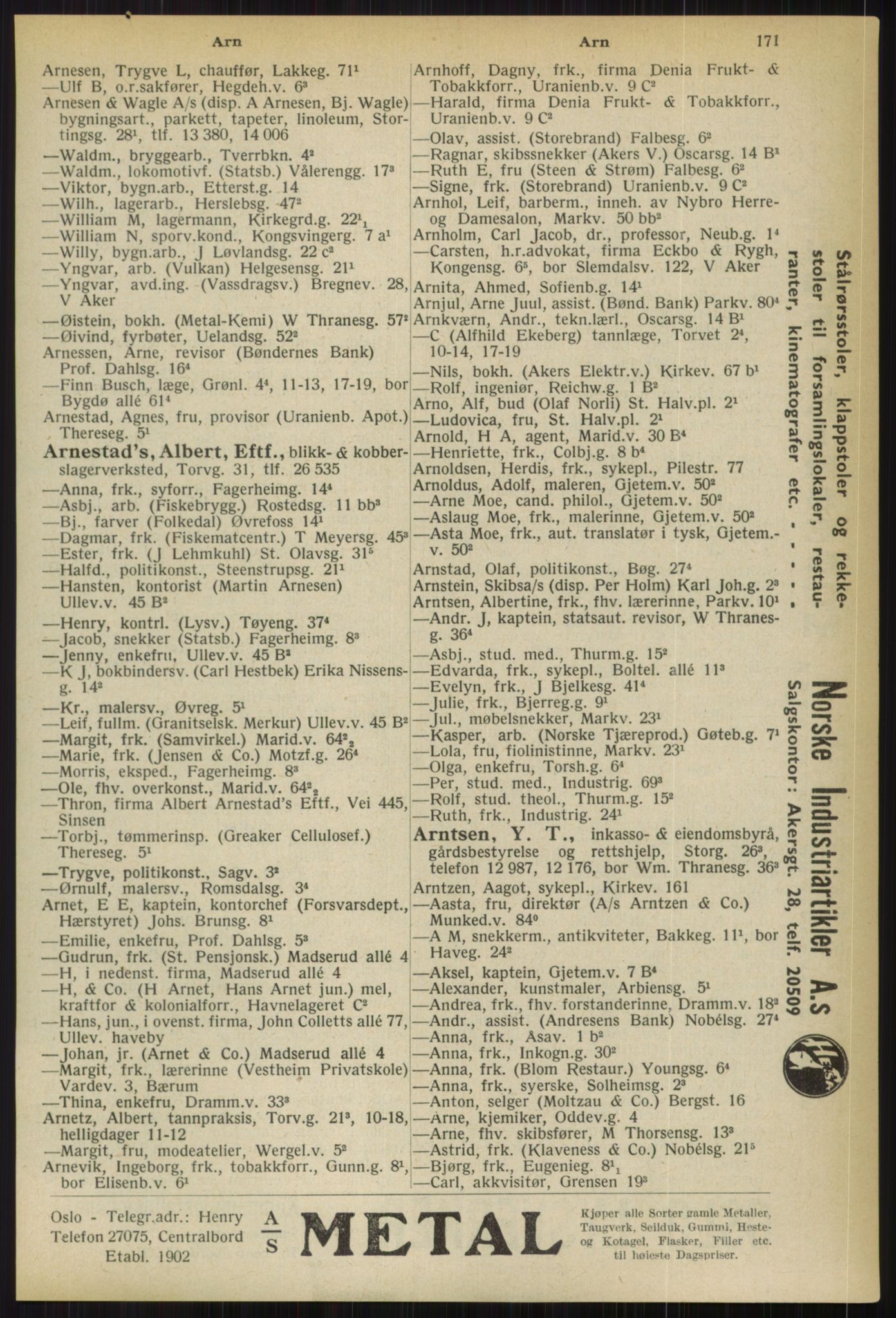 Kristiania/Oslo adressebok, PUBL/-, 1936, s. 171