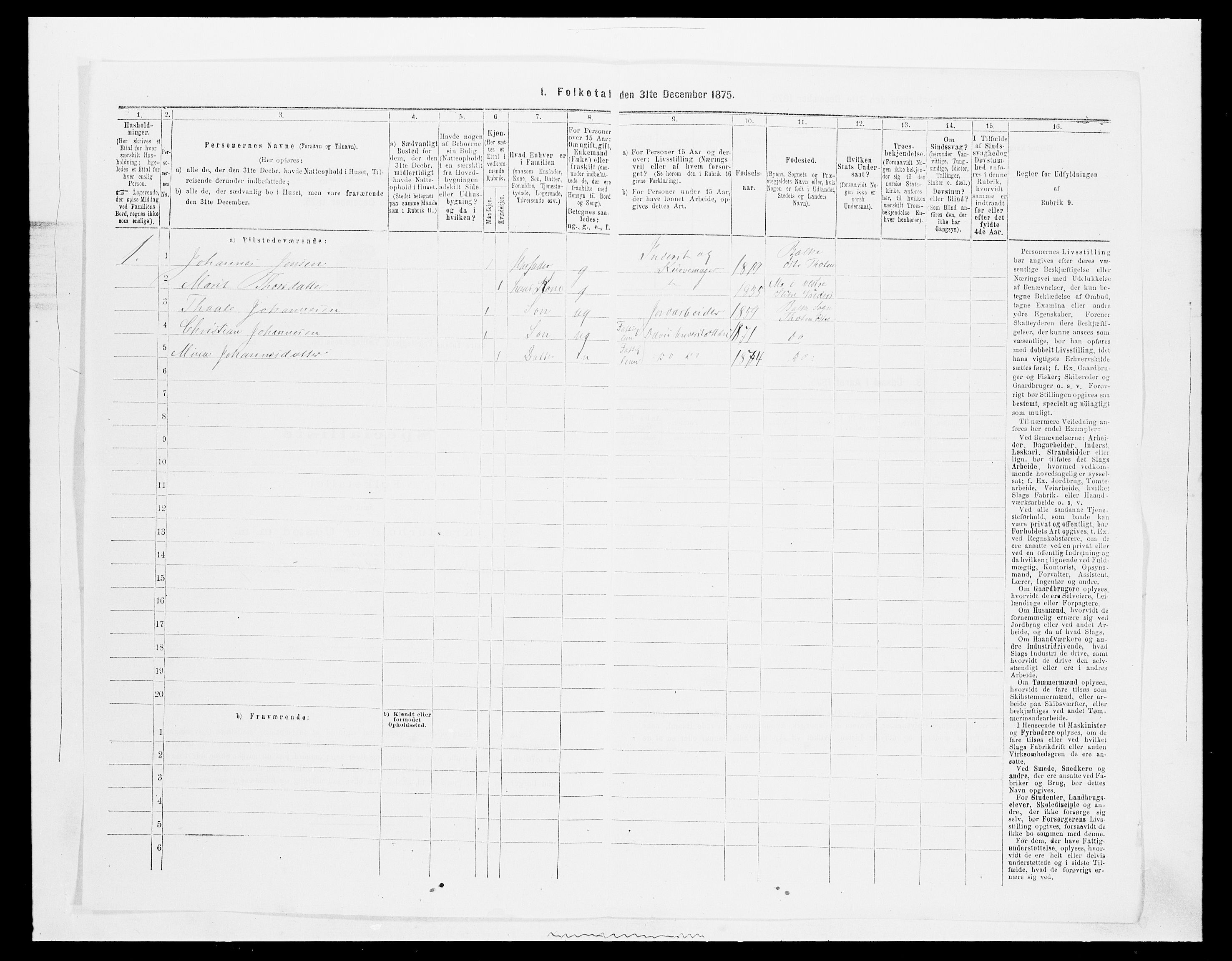 SAH, Folketelling 1875 for 0528P Østre Toten prestegjeld, 1875, s. 185