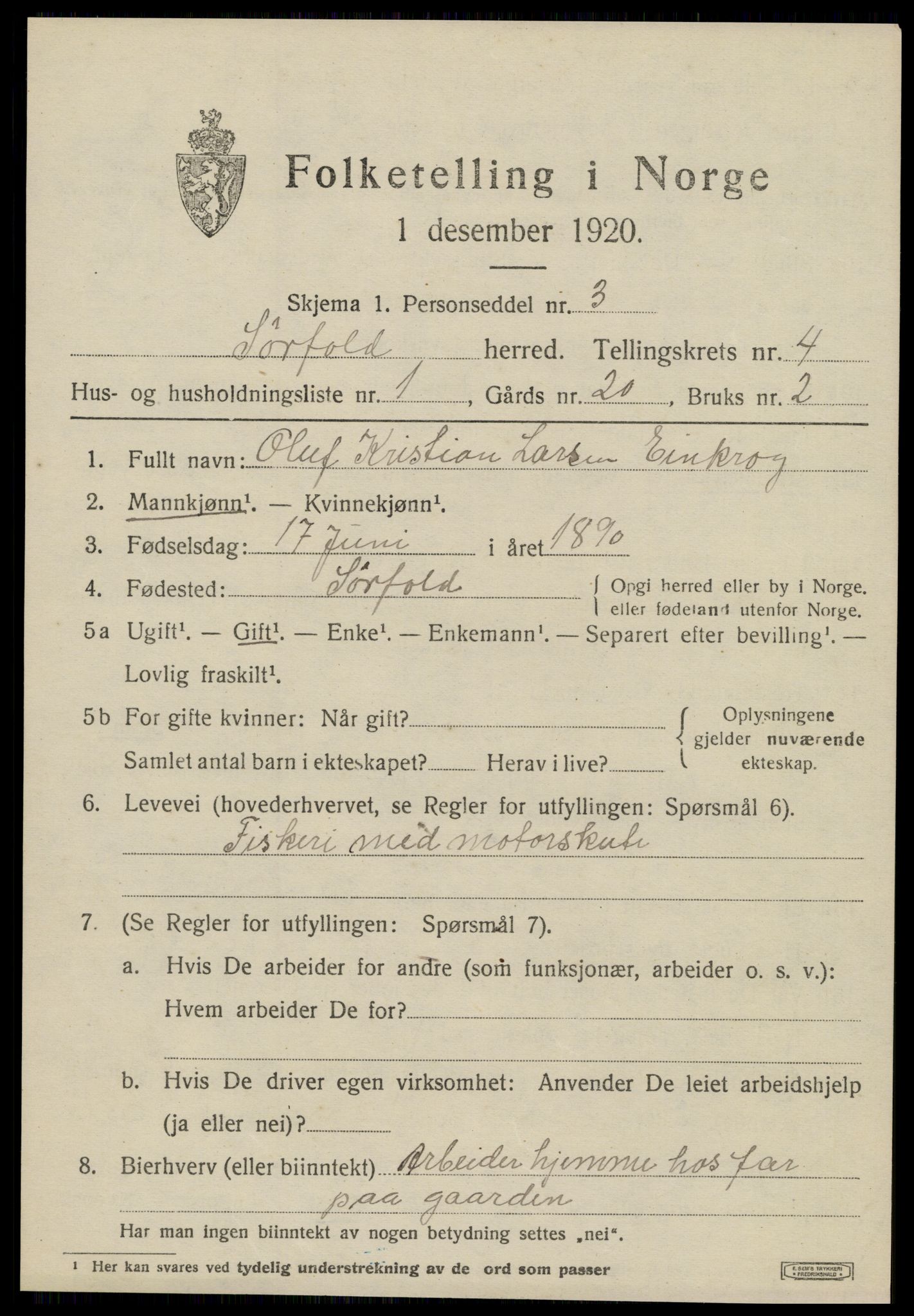 SAT, Folketelling 1920 for 1845 Sørfold herred, 1920, s. 2625