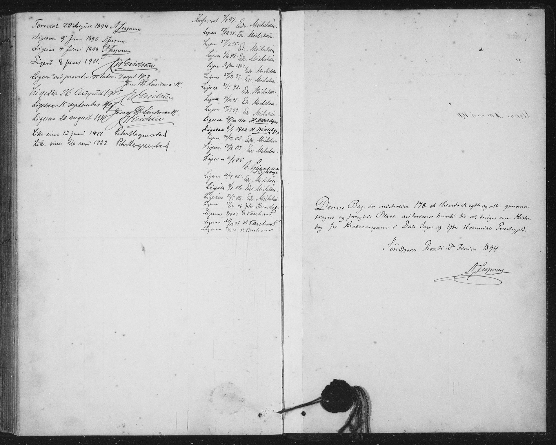 Fjaler sokneprestembete, AV/SAB-A-79801/H/Hab/Habc/L0003: Klokkerbok nr. C 3, 1894-1917
