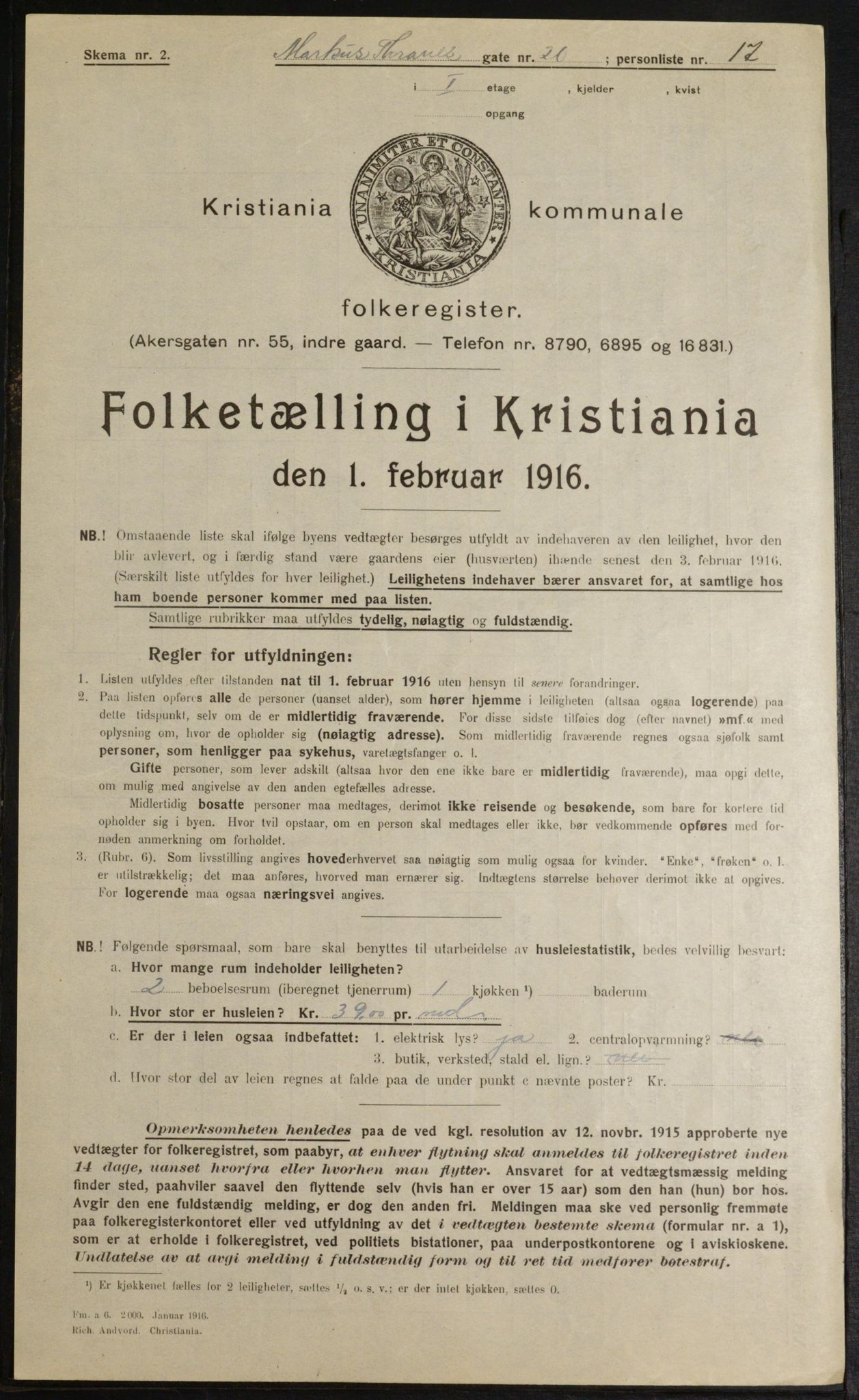 OBA, Kommunal folketelling 1.2.1916 for Kristiania, 1916, s. 61818