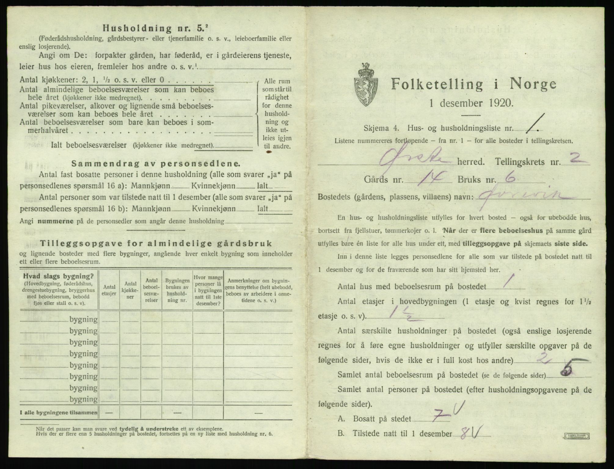 SAT, Folketelling 1920 for 1520 Ørsta herred, 1920, s. 146