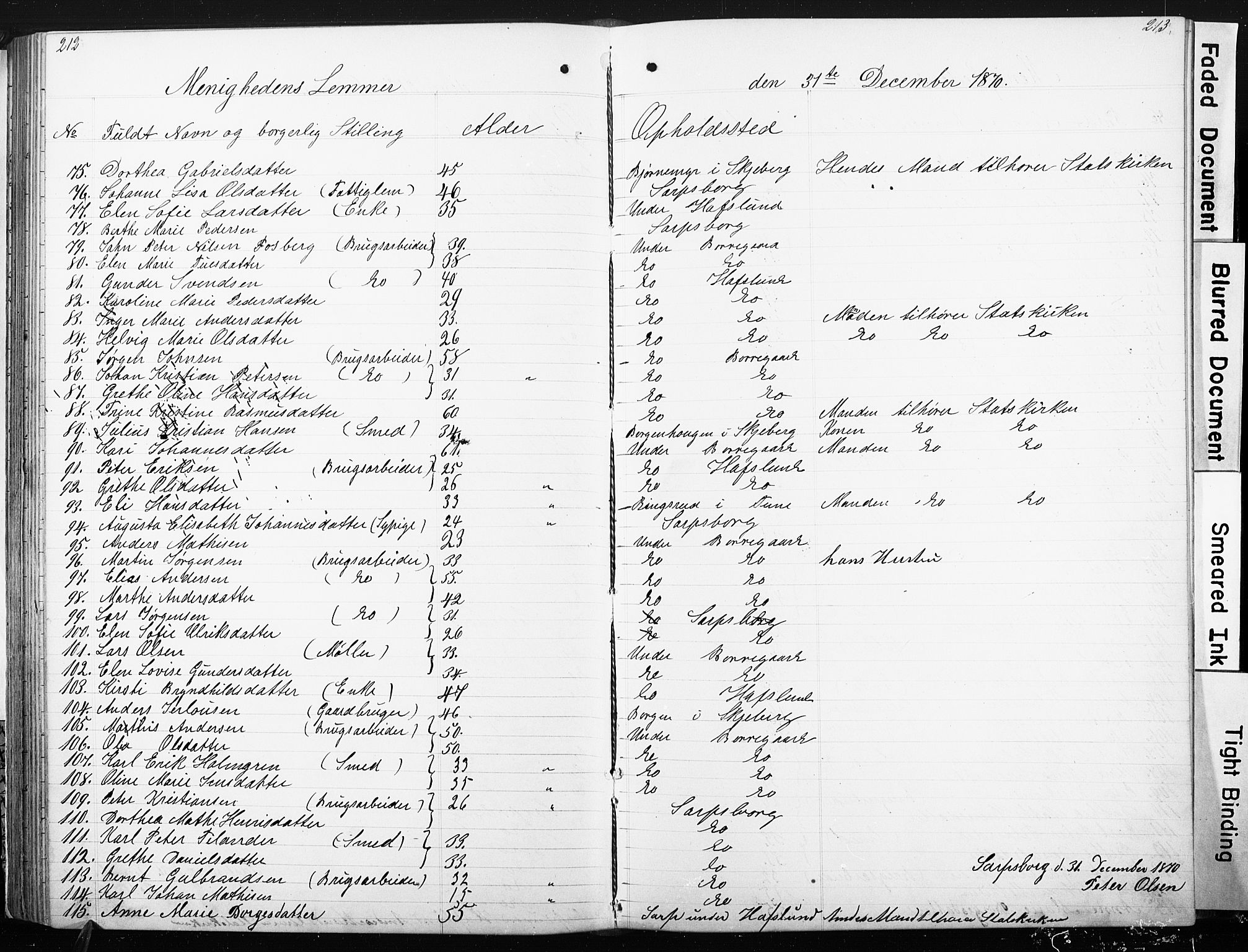 Sarpsborg metodistkirke, SAO/PAO-0233/A/L0001: Dissenterprotokoll nr. 1, 1856-1875, s. 212-213