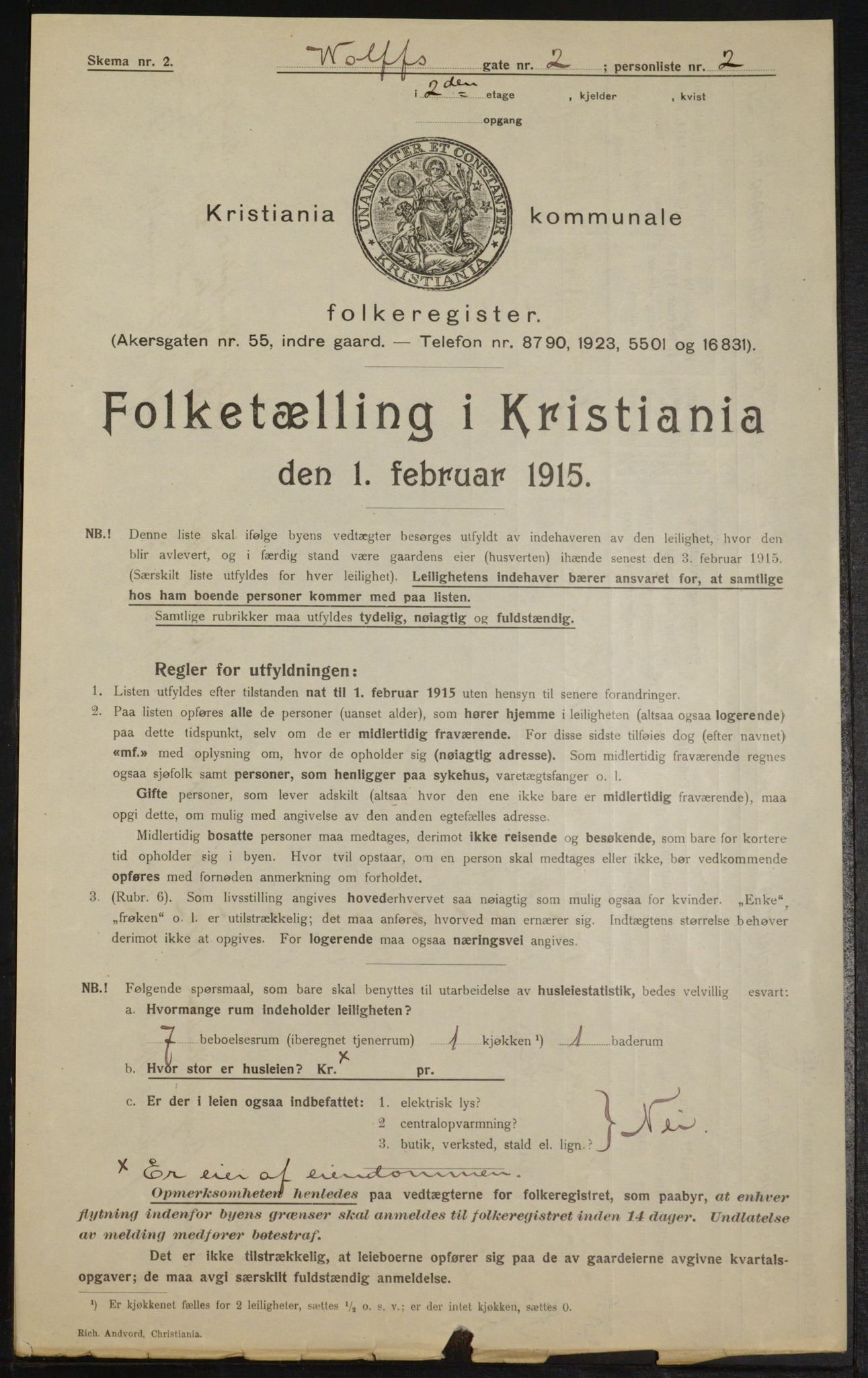 OBA, Kommunal folketelling 1.2.1915 for Kristiania, 1915, s. 129084