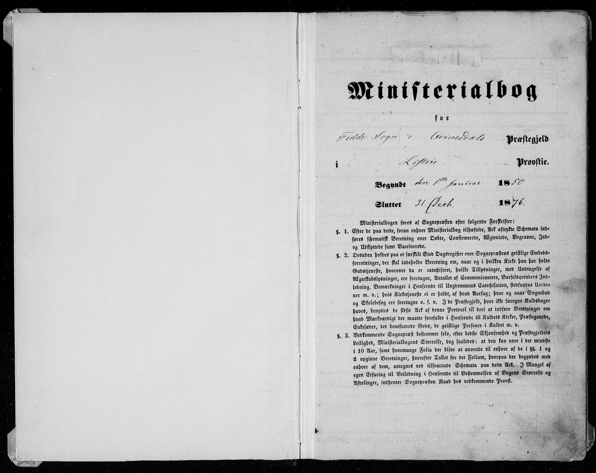 Kvinesdal sokneprestkontor, SAK/1111-0026/F/Fa/Faa/L0002: Ministerialbok nr. A 2, 1850-1876