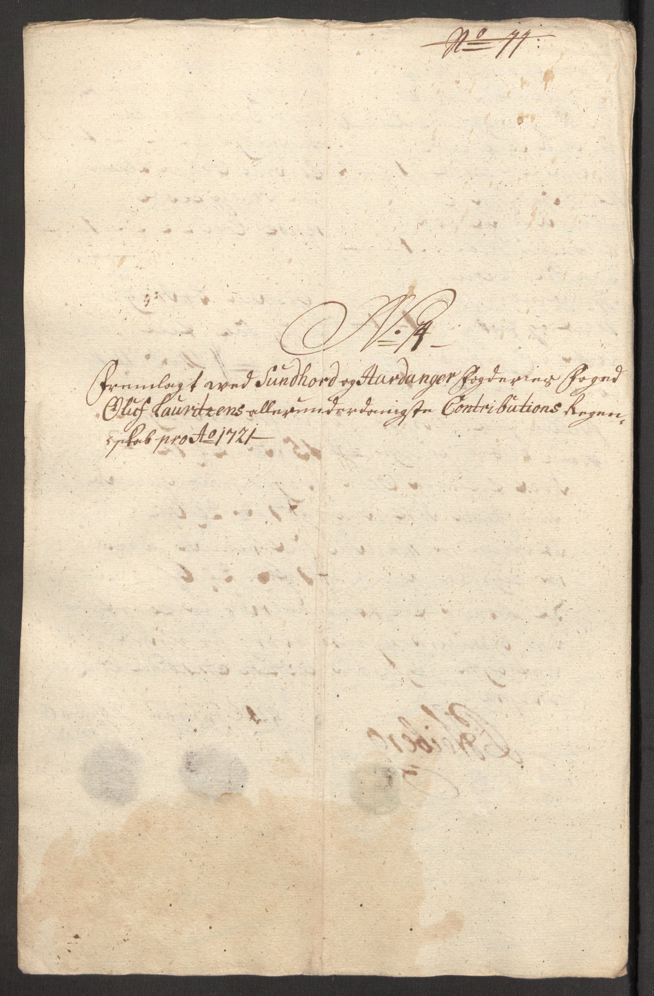 Rentekammeret inntil 1814, Reviderte regnskaper, Fogderegnskap, AV/RA-EA-4092/R48/L3000: Fogderegnskap Sunnhordland og Hardanger, 1721, s. 134