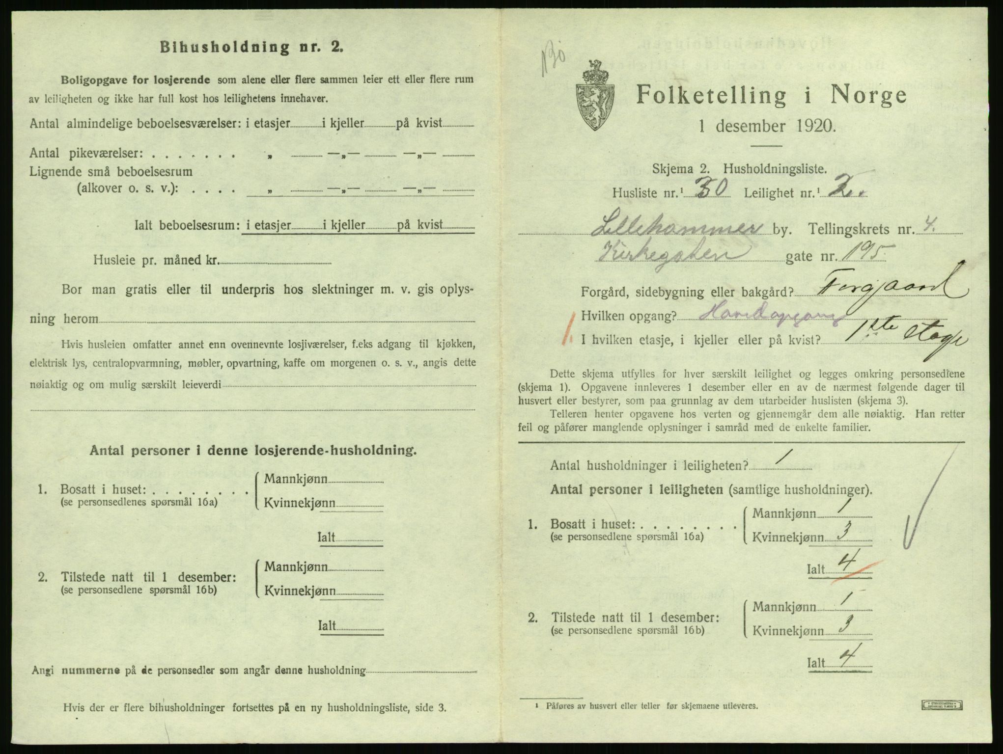 SAH, Folketelling 1920 for 0501 Lillehammer kjøpstad, 1920, s. 2042