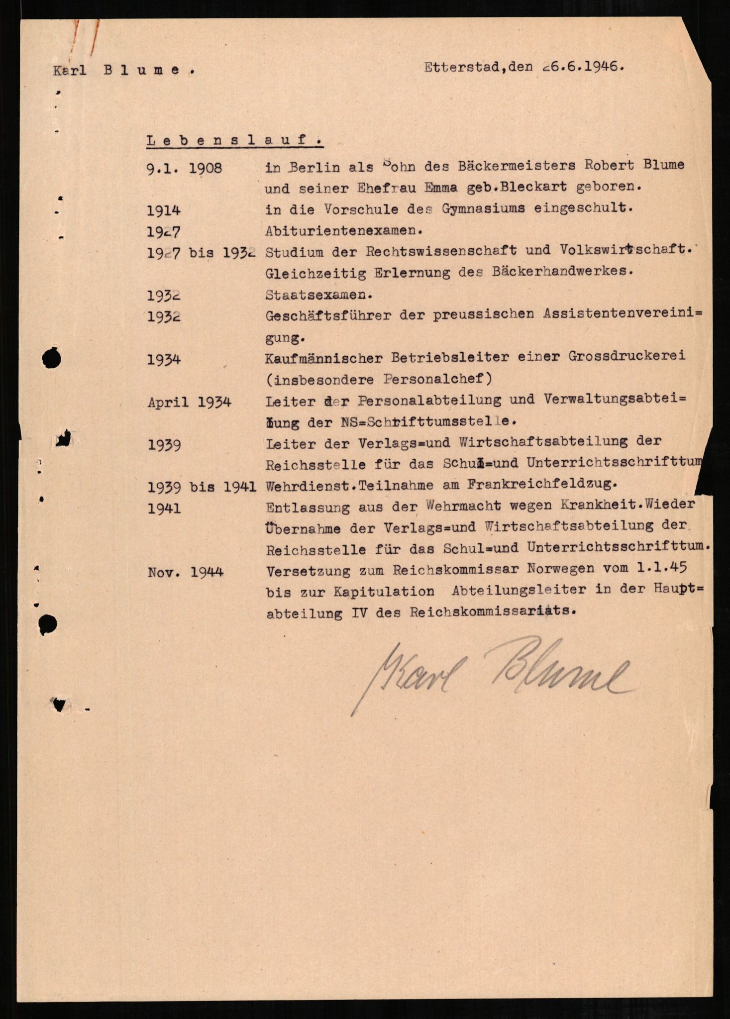 Forsvaret, Forsvarets overkommando II, AV/RA-RAFA-3915/D/Db/L0003: CI Questionaires. Tyske okkupasjonsstyrker i Norge. Tyskere., 1945-1946, s. 470