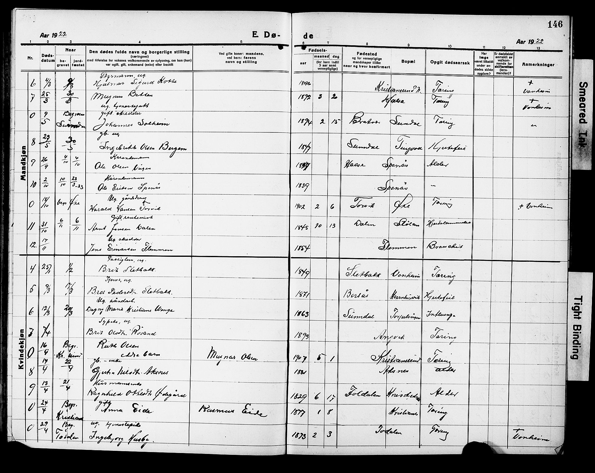 Ministerialprotokoller, klokkerbøker og fødselsregistre - Møre og Romsdal, AV/SAT-A-1454/586/L0994: Klokkerbok nr. 586C05, 1919-1927, s. 146