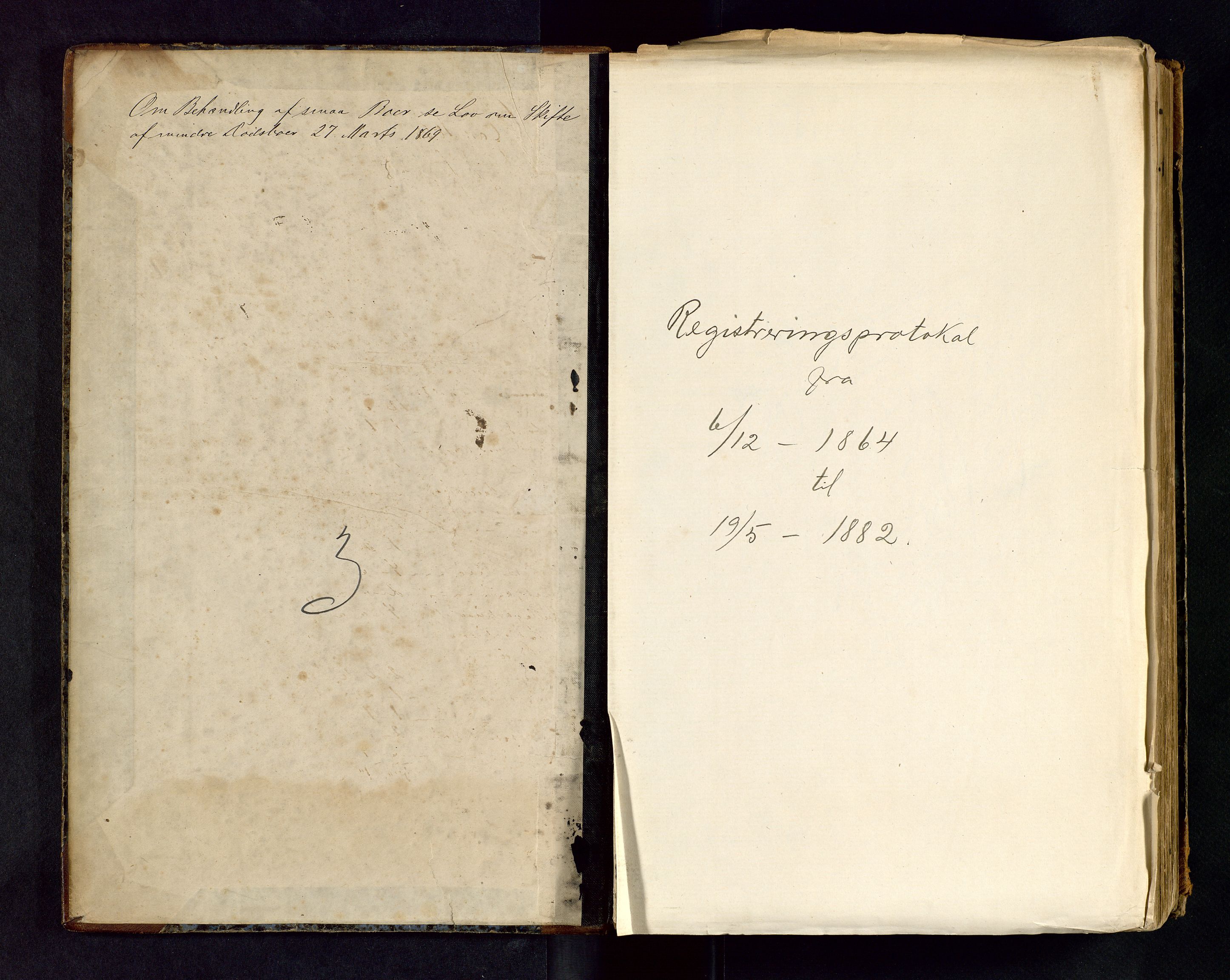 Stavanger byfogd, AV/SAST-A-101408/001/5/50/503BA/L0003: Registreringsprotokoll, 1864-1882