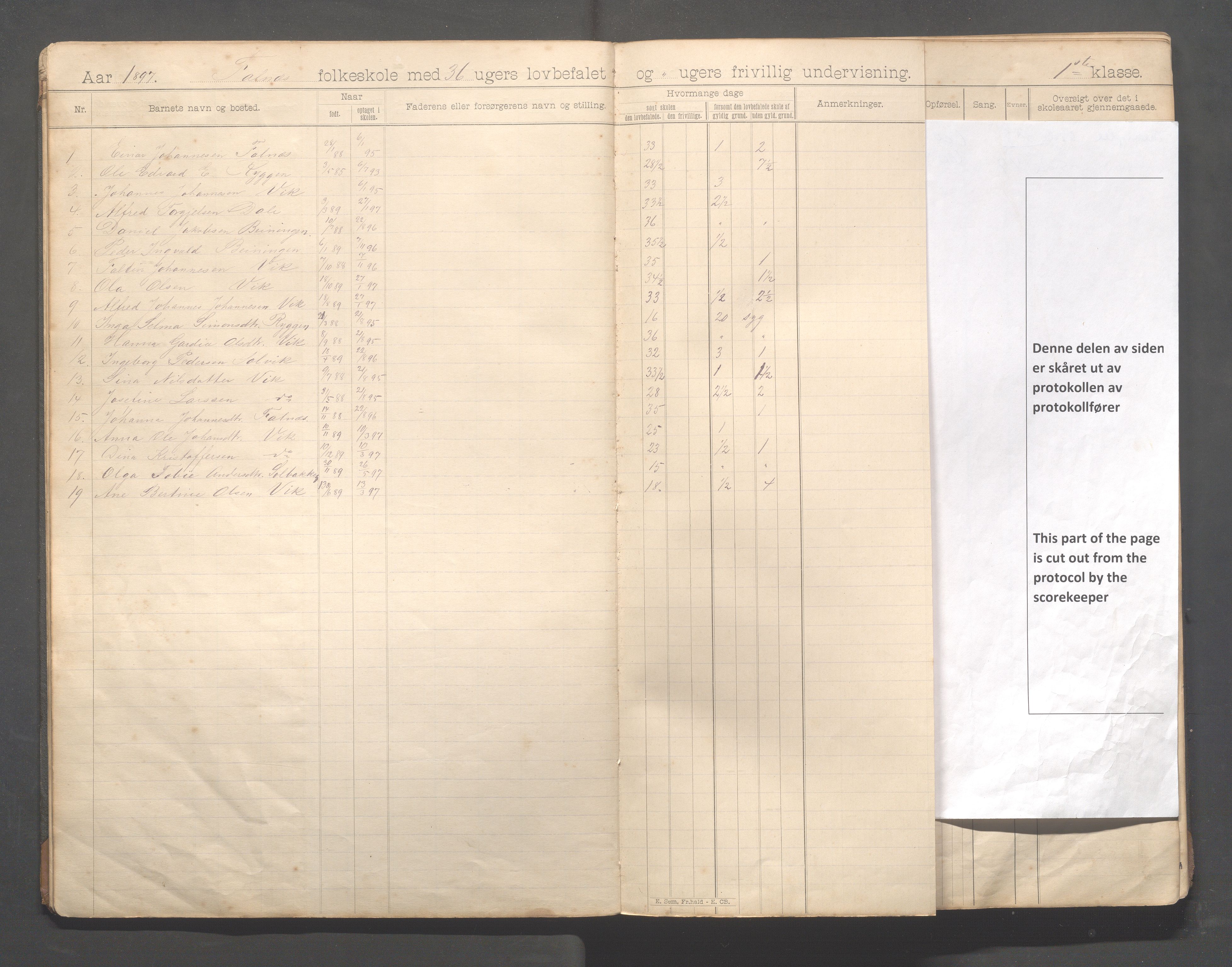 Skudenes kommune - Falnes skole, IKAR/A-301/H/L0002: Skoleprotokoll 1-3.kl., 1897-1918, s. 7