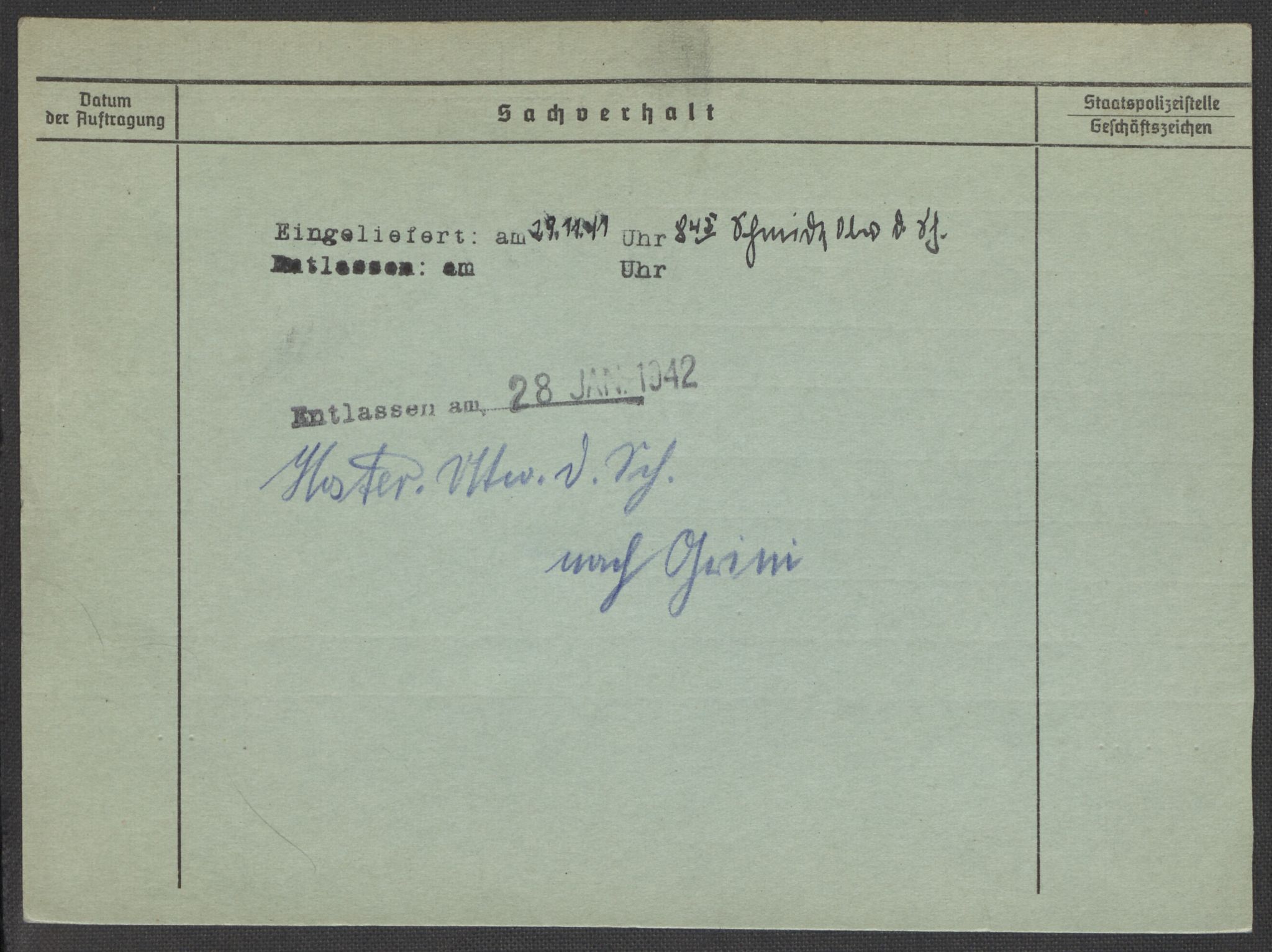 Befehlshaber der Sicherheitspolizei und des SD, RA/RAFA-5969/E/Ea/Eaa/L0001: Register over norske fanger i Møllergata 19: A-Bj, 1940-1945, s. 45