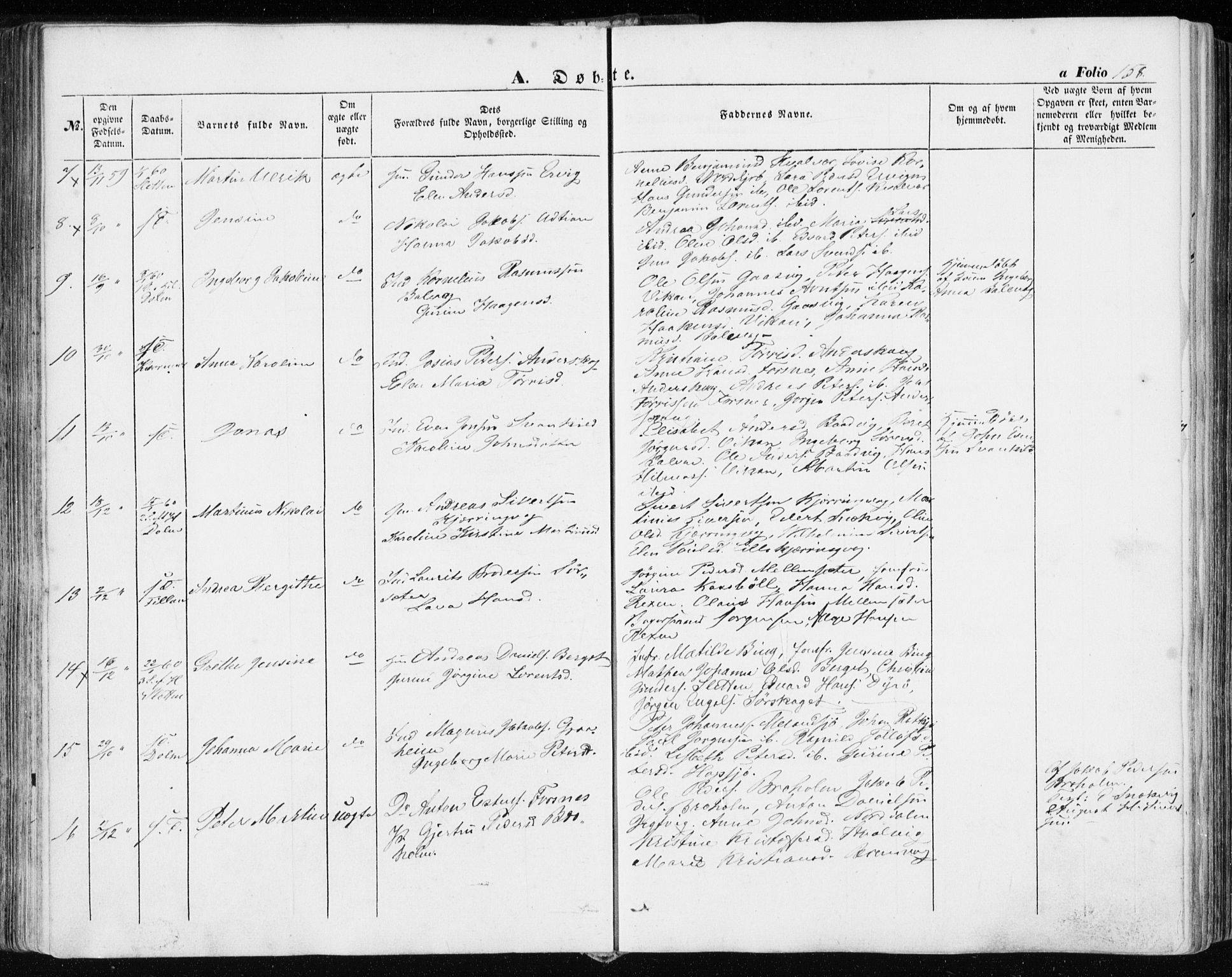 Ministerialprotokoller, klokkerbøker og fødselsregistre - Sør-Trøndelag, SAT/A-1456/634/L0530: Ministerialbok nr. 634A06, 1852-1860, s. 158
