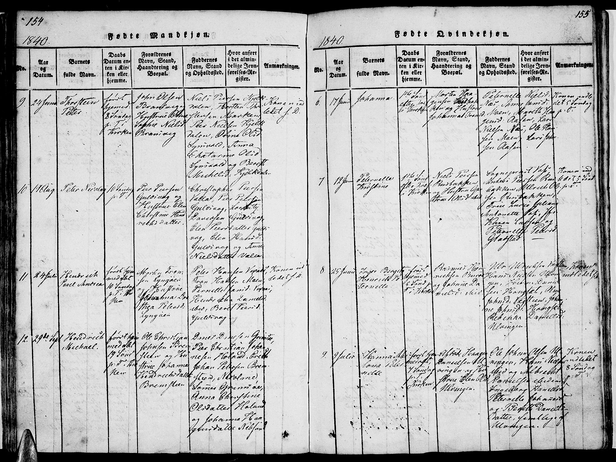 Ministerialprotokoller, klokkerbøker og fødselsregistre - Nordland, AV/SAT-A-1459/816/L0239: Ministerialbok nr. 816A05, 1820-1845, s. 154-155