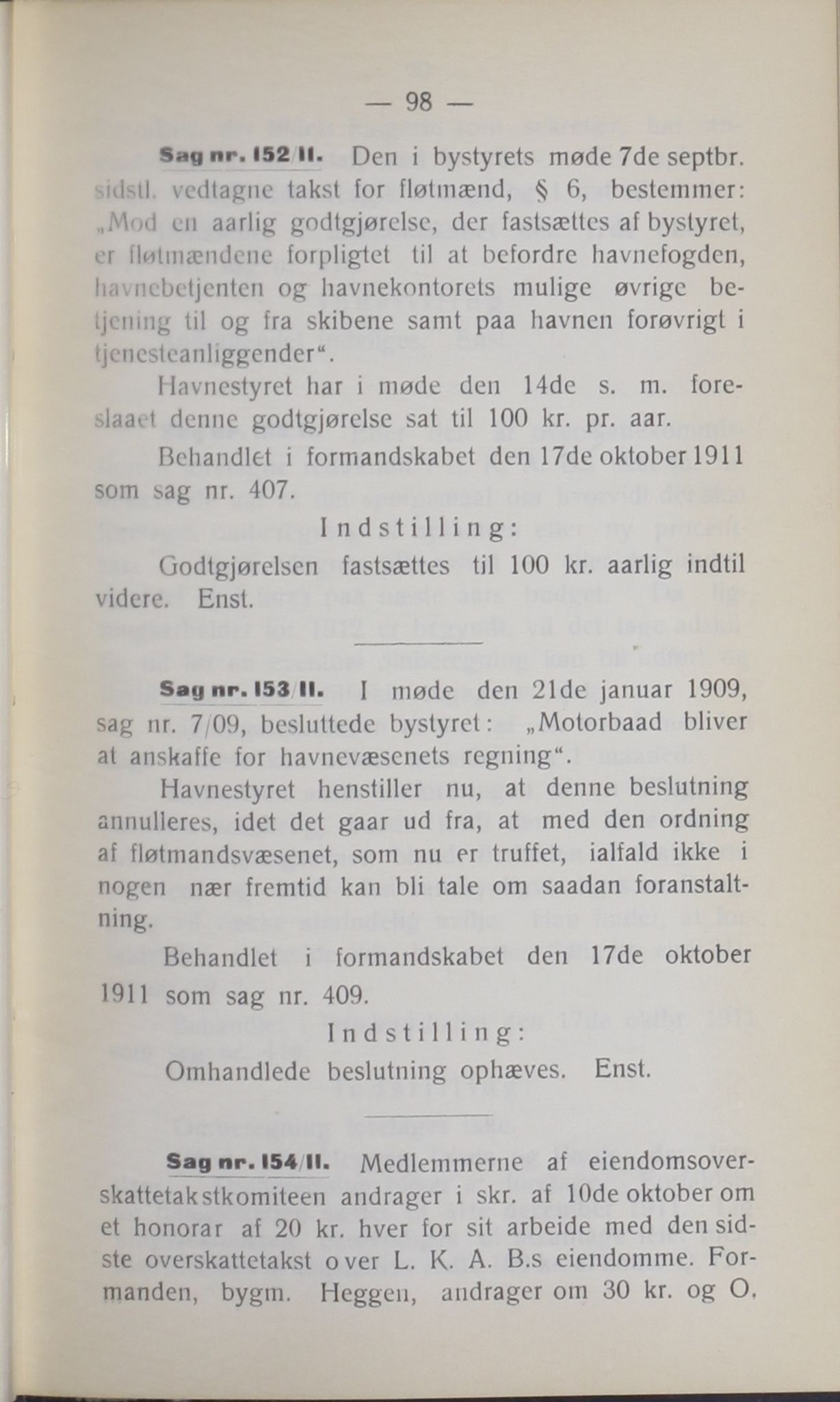 Narvik kommune. Formannskap , AIN/K-18050.150/A/Ab/L0001: Møtebok, 1911