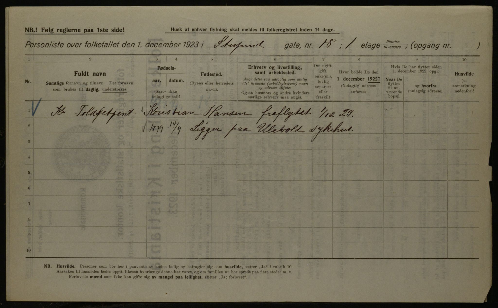 OBA, Kommunal folketelling 1.12.1923 for Kristiania, 1923, s. 115764