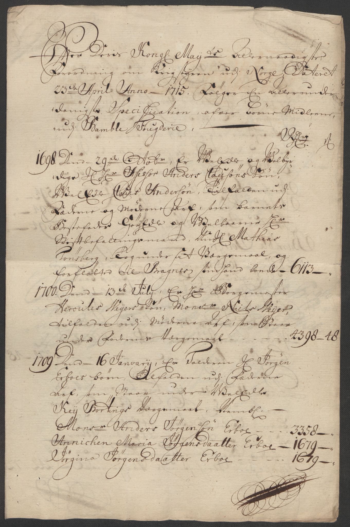 Rentekammeret inntil 1814, Reviderte regnskaper, Fogderegnskap, AV/RA-EA-4092/R36/L2127: Fogderegnskap Øvre og Nedre Telemark og Bamble, 1715, s. 164