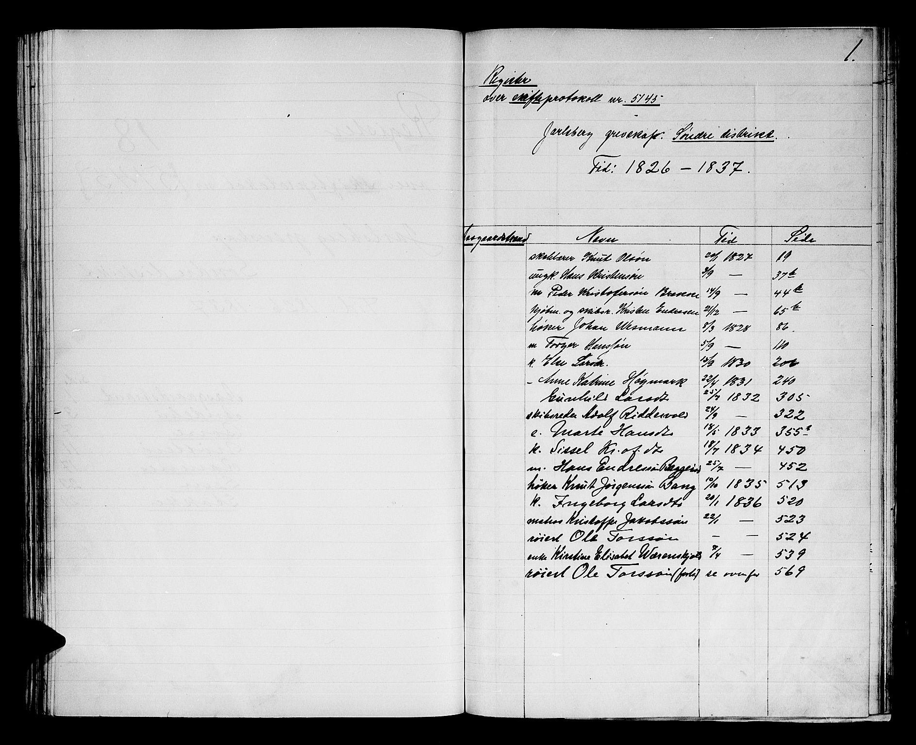 Søndre Jarlsberg sorenskriveri, AV/SAKO-A-129/H/Hb/Hba/L0019: Lorens Bergs register til Hba/L0014-L0017 og Hbd/L0001, 1808-1837