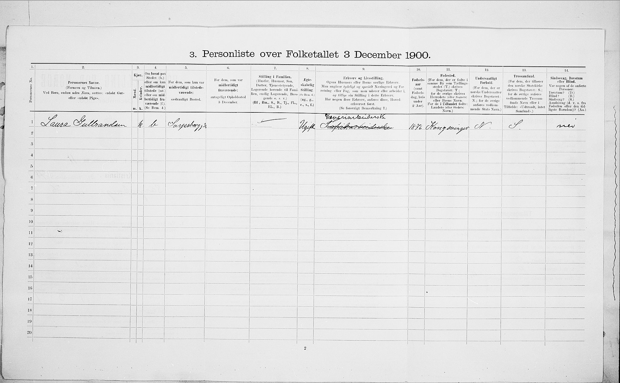 SAO, Folketelling 1900 for 0301 Kristiania kjøpstad, 1900, s. 79343