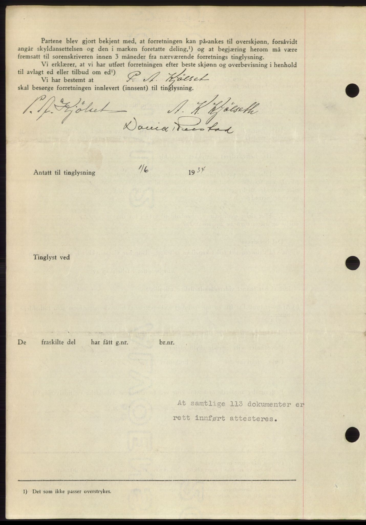 Romsdal sorenskriveri, AV/SAT-A-4149/1/2/2C/L0065: Pantebok nr. 59, 1934-1934, Tingl.dato: 01.06.1934