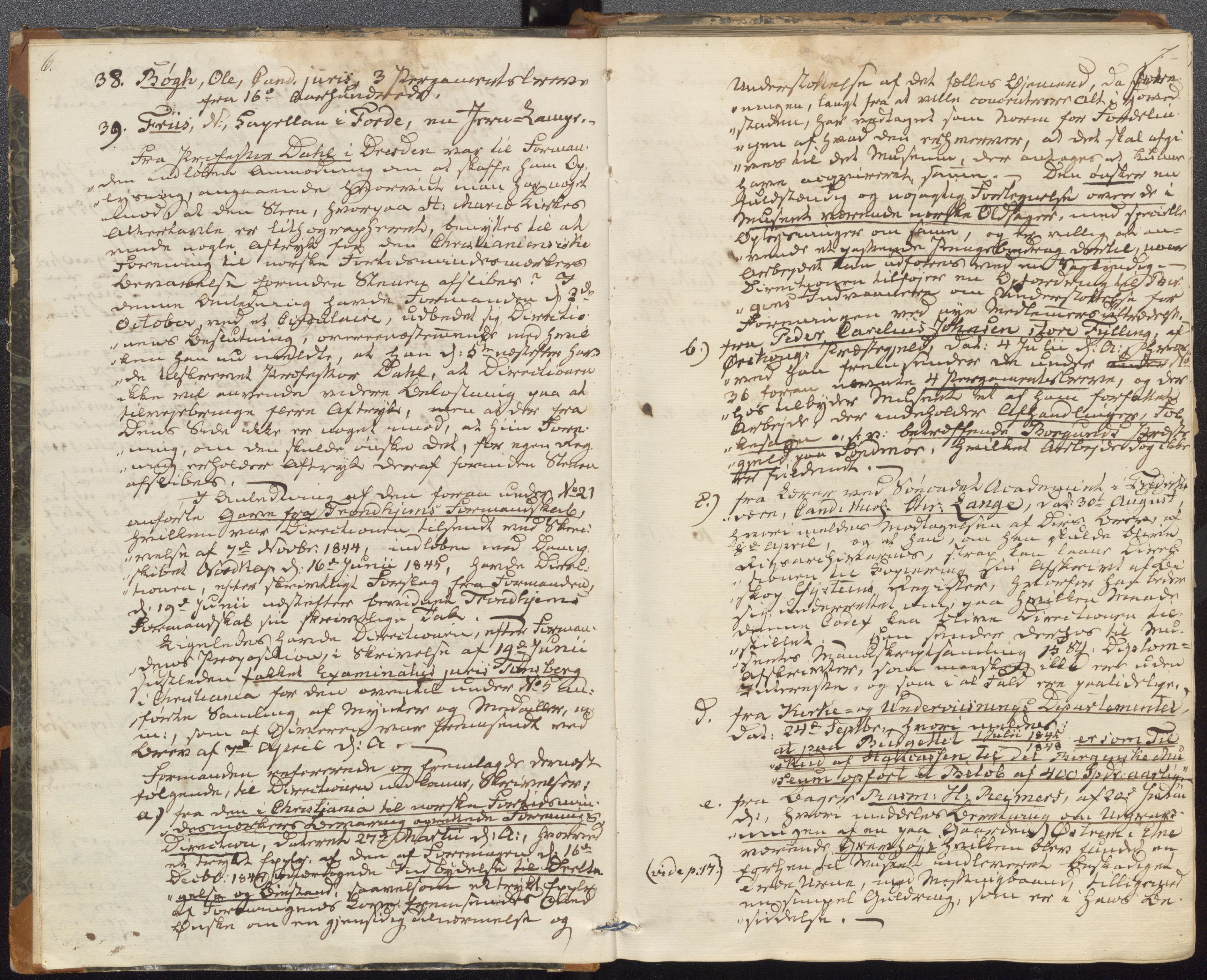 Bergens Museum, UMB/A007/A/Aa/L0005: Forhandlingsprotokoll , 1845-1851, s. 6, 7