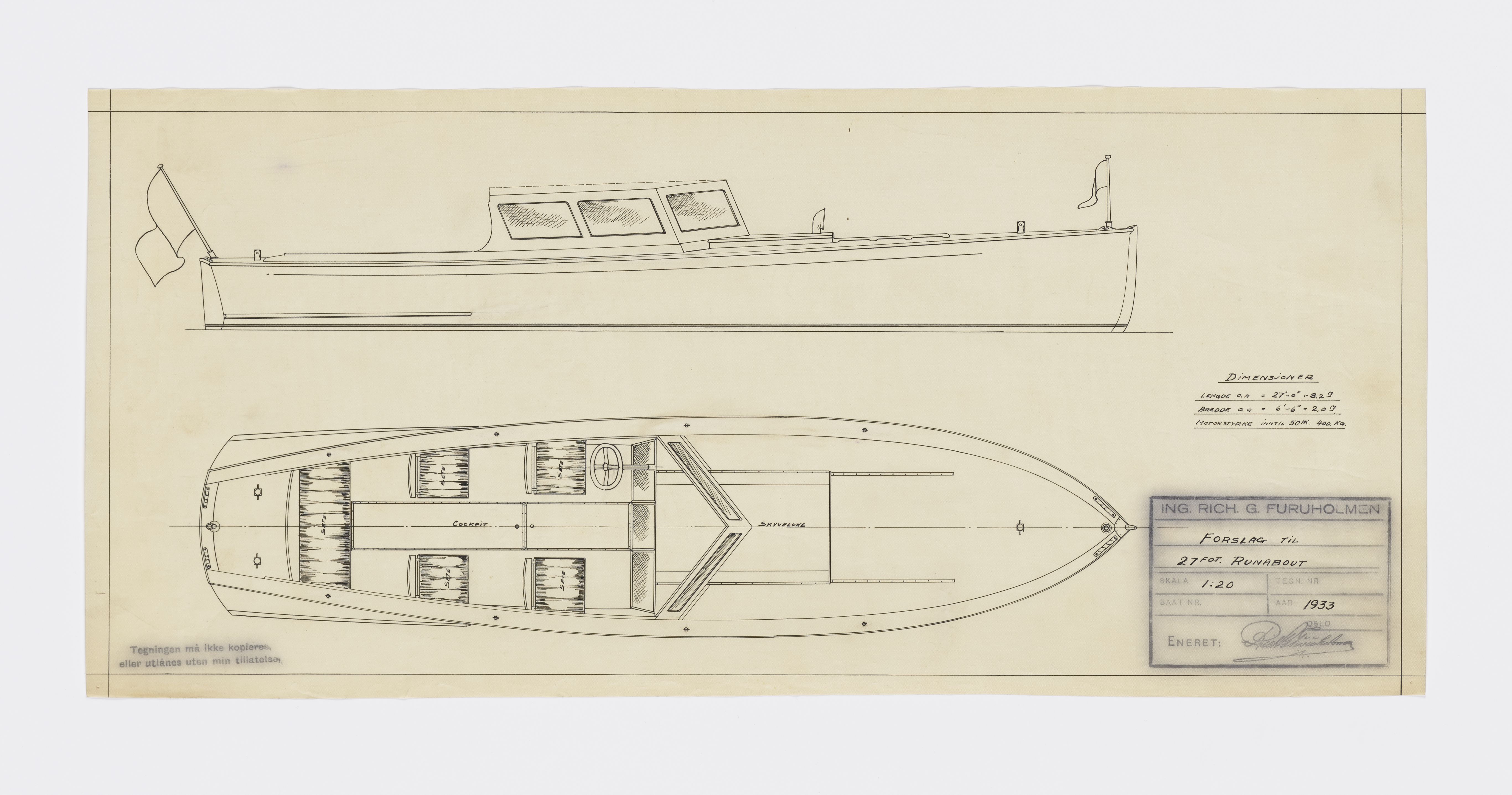 Furuholmen & Scheen, AFM/OM-1003/T/Ta/L0020/0001: Runabout / Furuholmen, 1928-1948