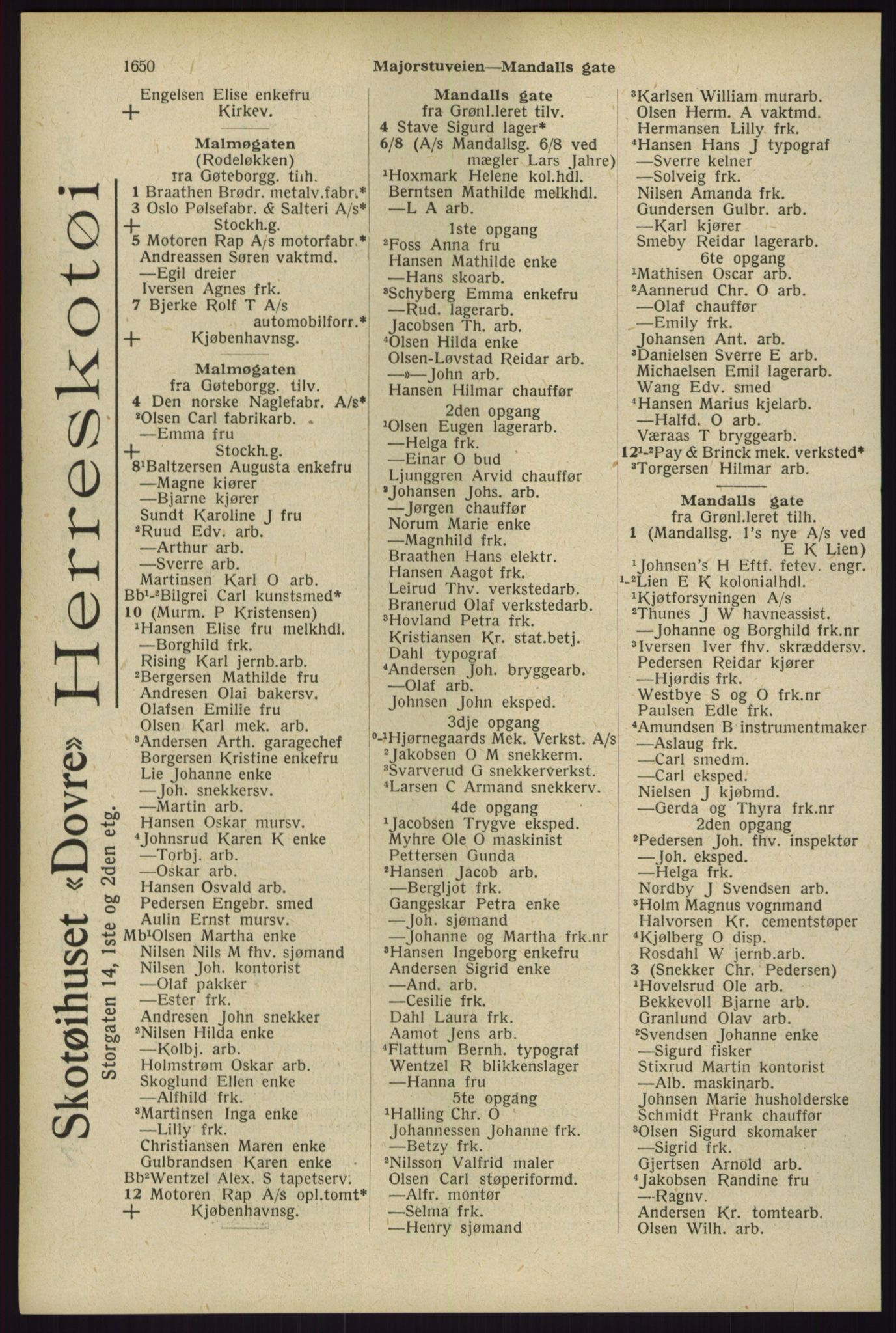 Kristiania/Oslo adressebok, PUBL/-, 1929, s. 1650