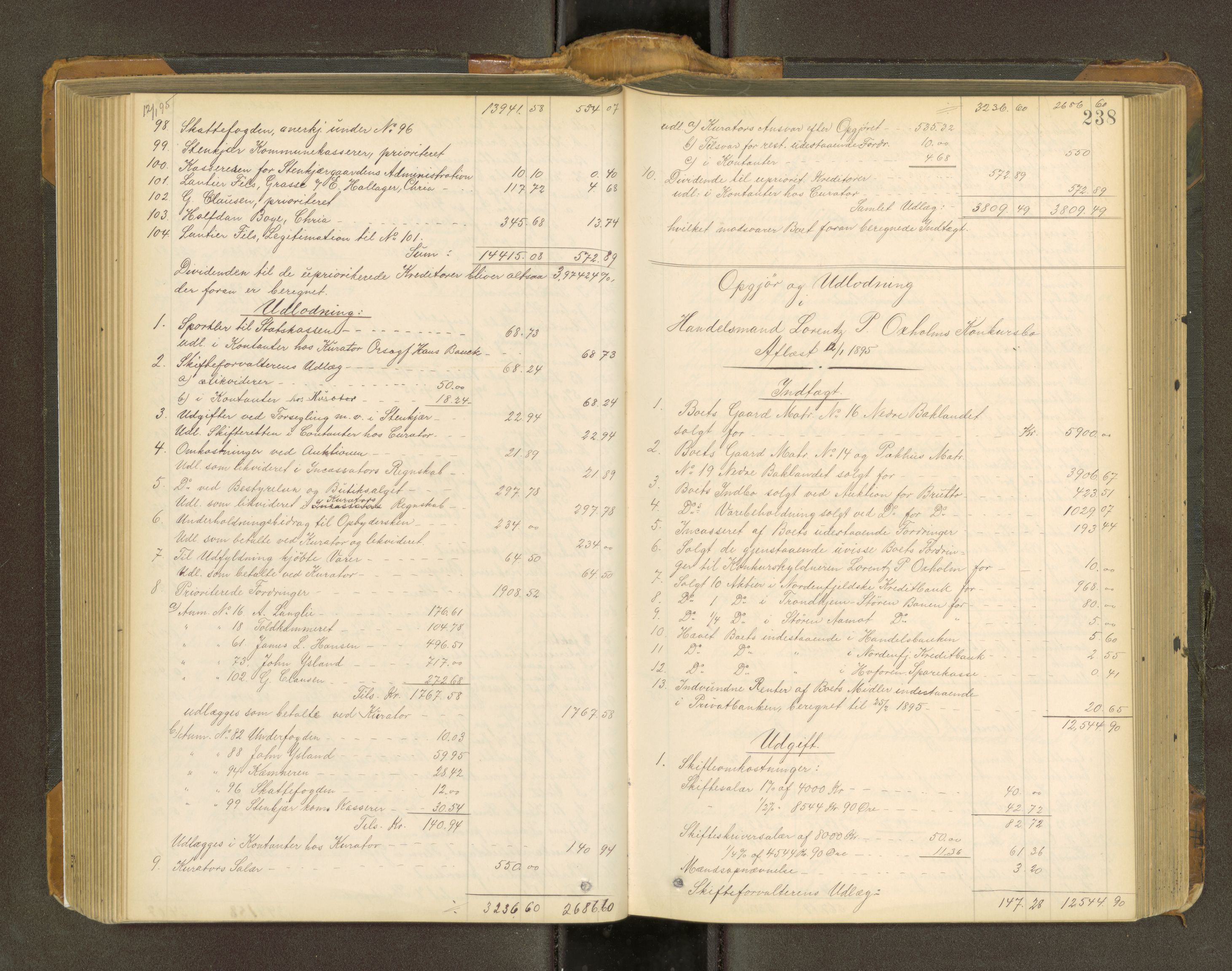 Trondheim byfogd, AV/SAT-A-0003/1/3/3A/L0036: Skifteutlodningsprotokoll - 21/9-22/6.m/register U, 1892-1898, s. 238