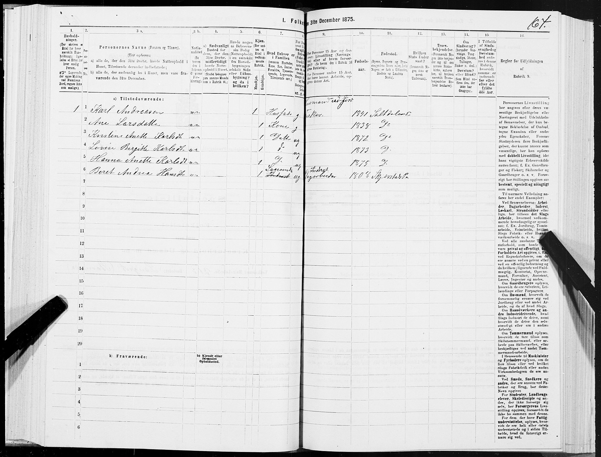 SAT, Folketelling 1875 for 1840P Saltdal prestegjeld, 1875, s. 1164