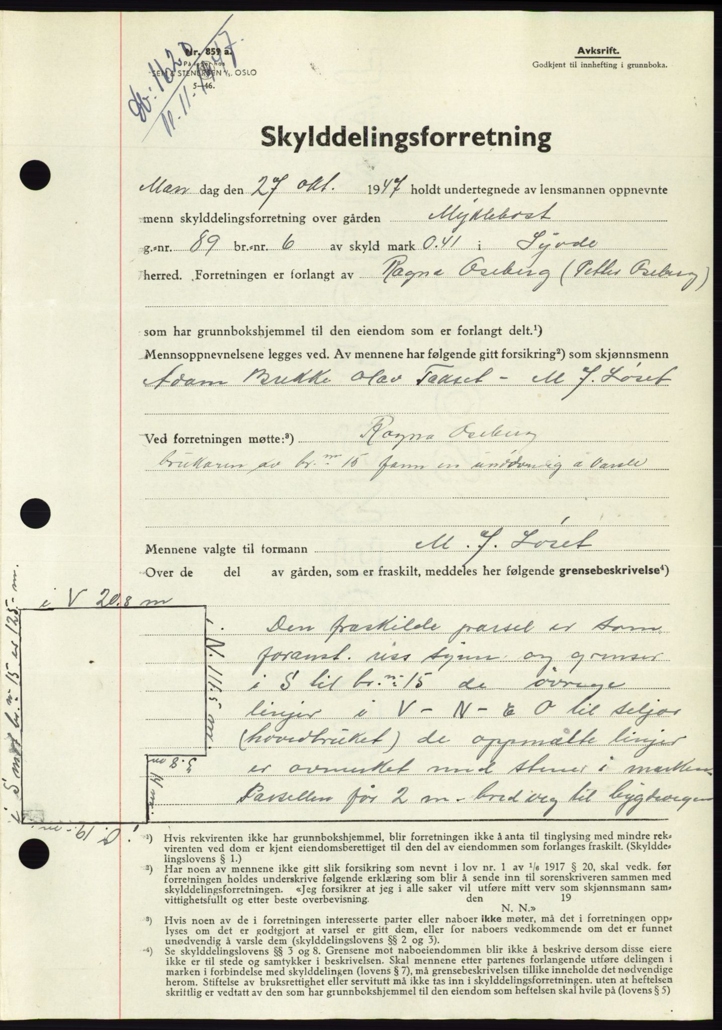 Søre Sunnmøre sorenskriveri, AV/SAT-A-4122/1/2/2C/L0081: Pantebok nr. 7A, 1947-1948, Dagboknr: 1620/1947