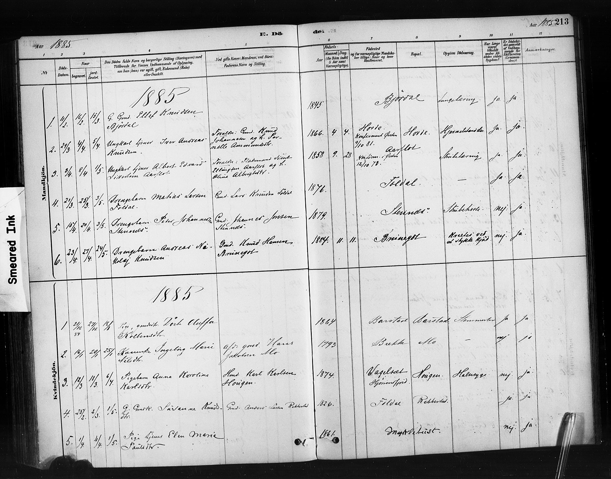 Ministerialprotokoller, klokkerbøker og fødselsregistre - Møre og Romsdal, SAT/A-1454/513/L0176: Ministerialbok nr. 513A03, 1877-1889, s. 213