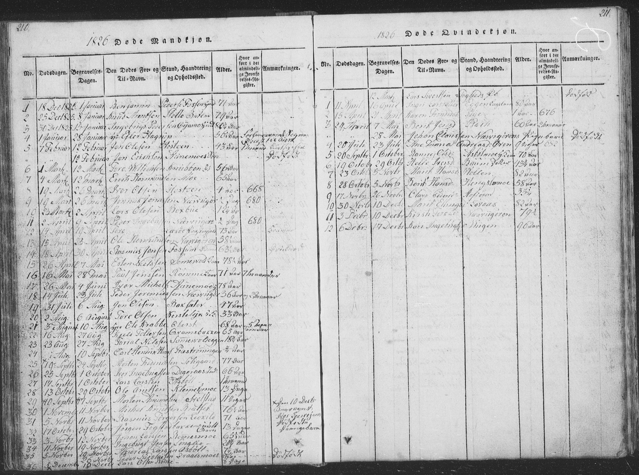 Ministerialprotokoller, klokkerbøker og fødselsregistre - Sør-Trøndelag, AV/SAT-A-1456/668/L0816: Klokkerbok nr. 668C05, 1816-1893, s. 210-211