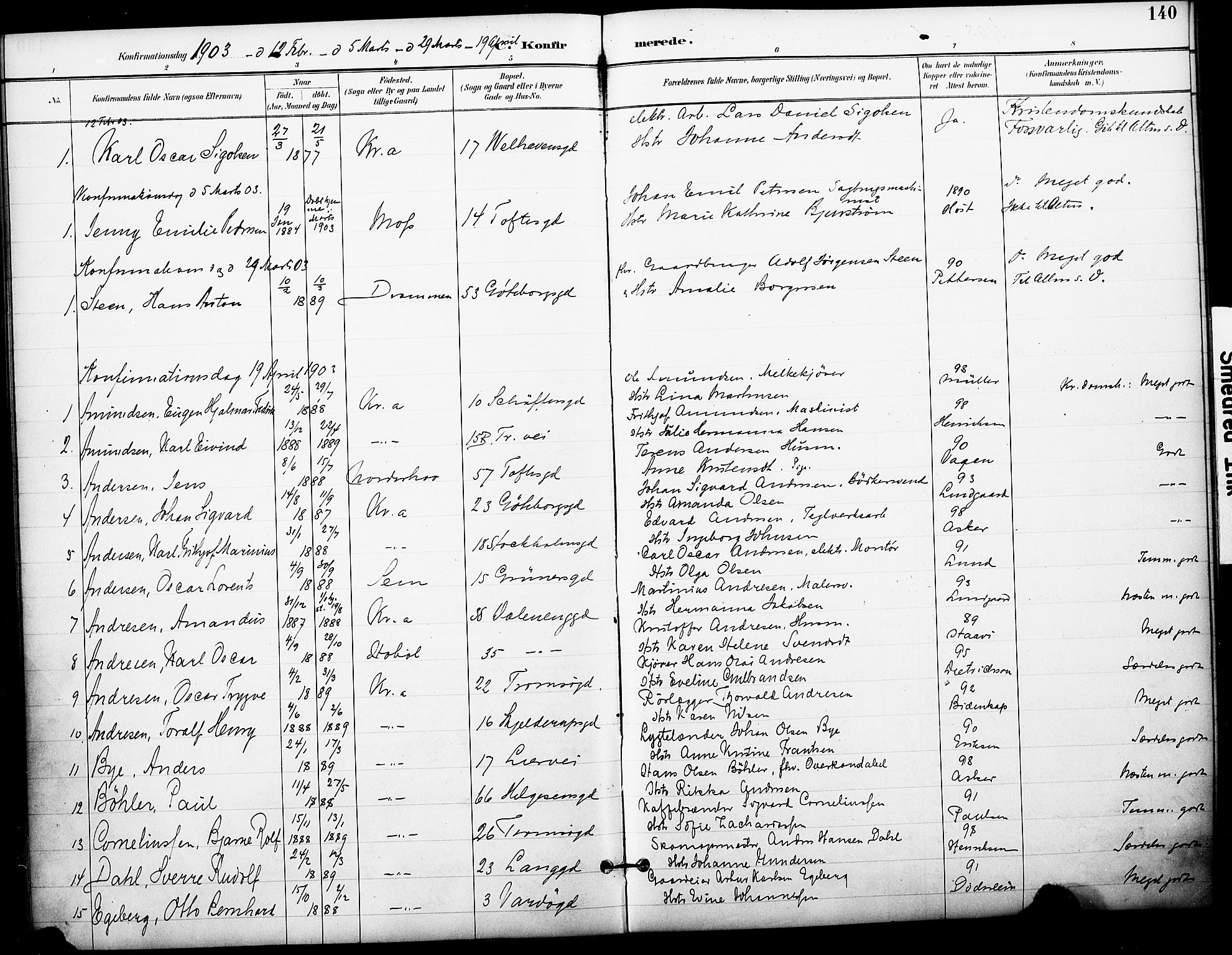 Petrus prestekontor Kirkebøker, AV/SAO-A-10872/F/Fa/L0006: Ministerialbok nr. 6, 1889-1908, s. 140