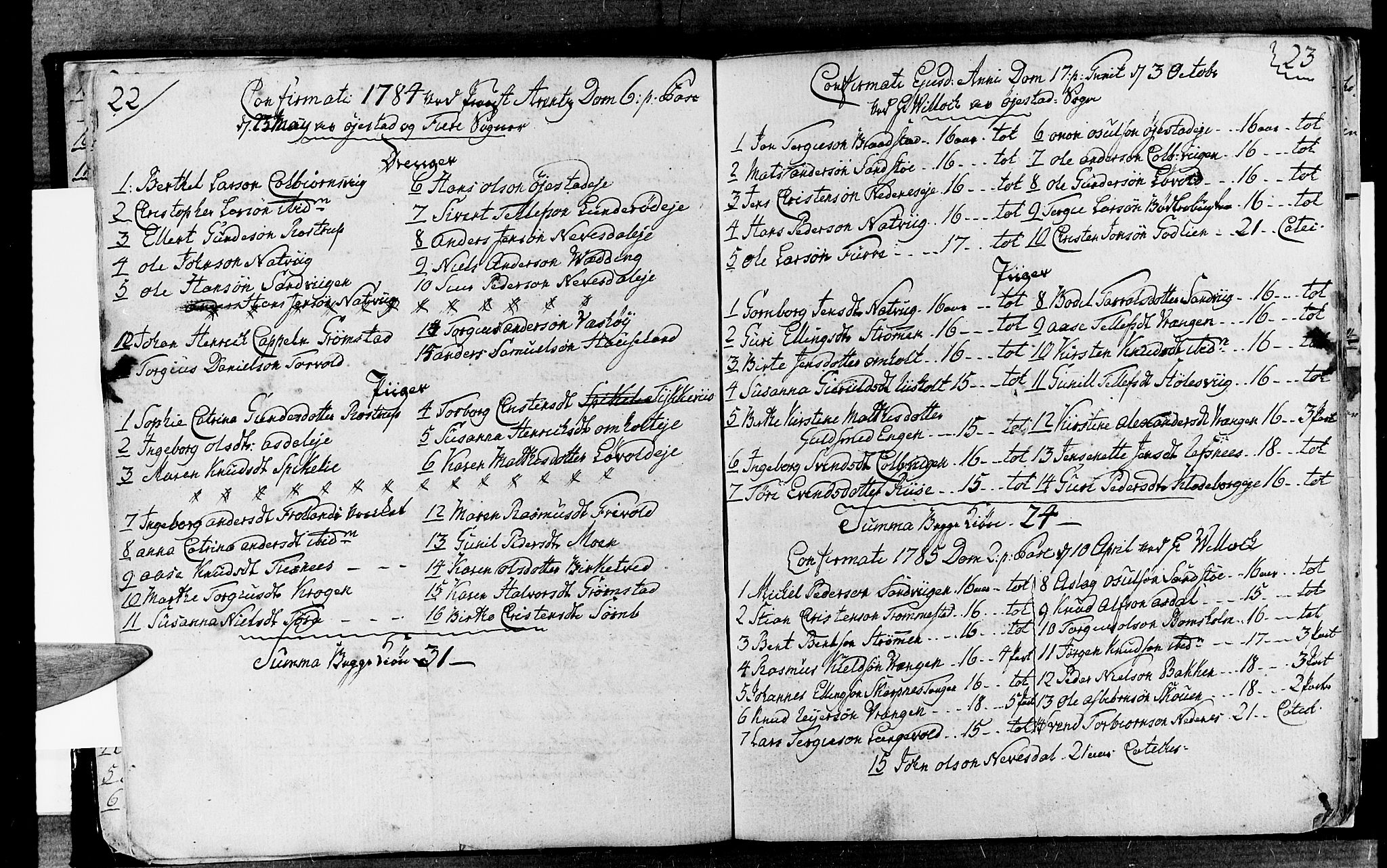 Øyestad sokneprestkontor, AV/SAK-1111-0049/F/Fa/L0010: Ministerialbok nr. A 10, 1774-1810, s. 22-23