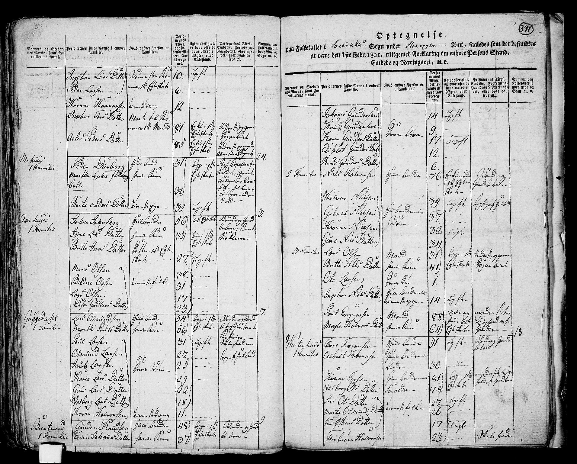 RA, Folketelling 1801 for 1134P Suldal prestegjeld, 1801, s. 390b-391a