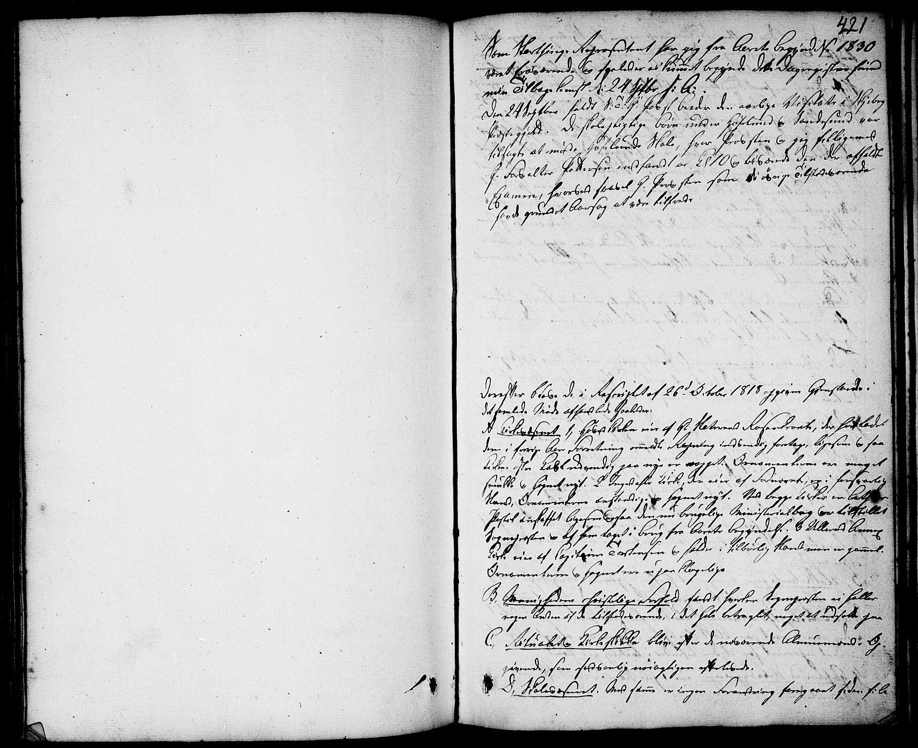 Skjeberg prestekontor Kirkebøker, SAO/A-10923/F/Fa/L0005: Ministerialbok nr. I 5, 1830-1845, s. 421