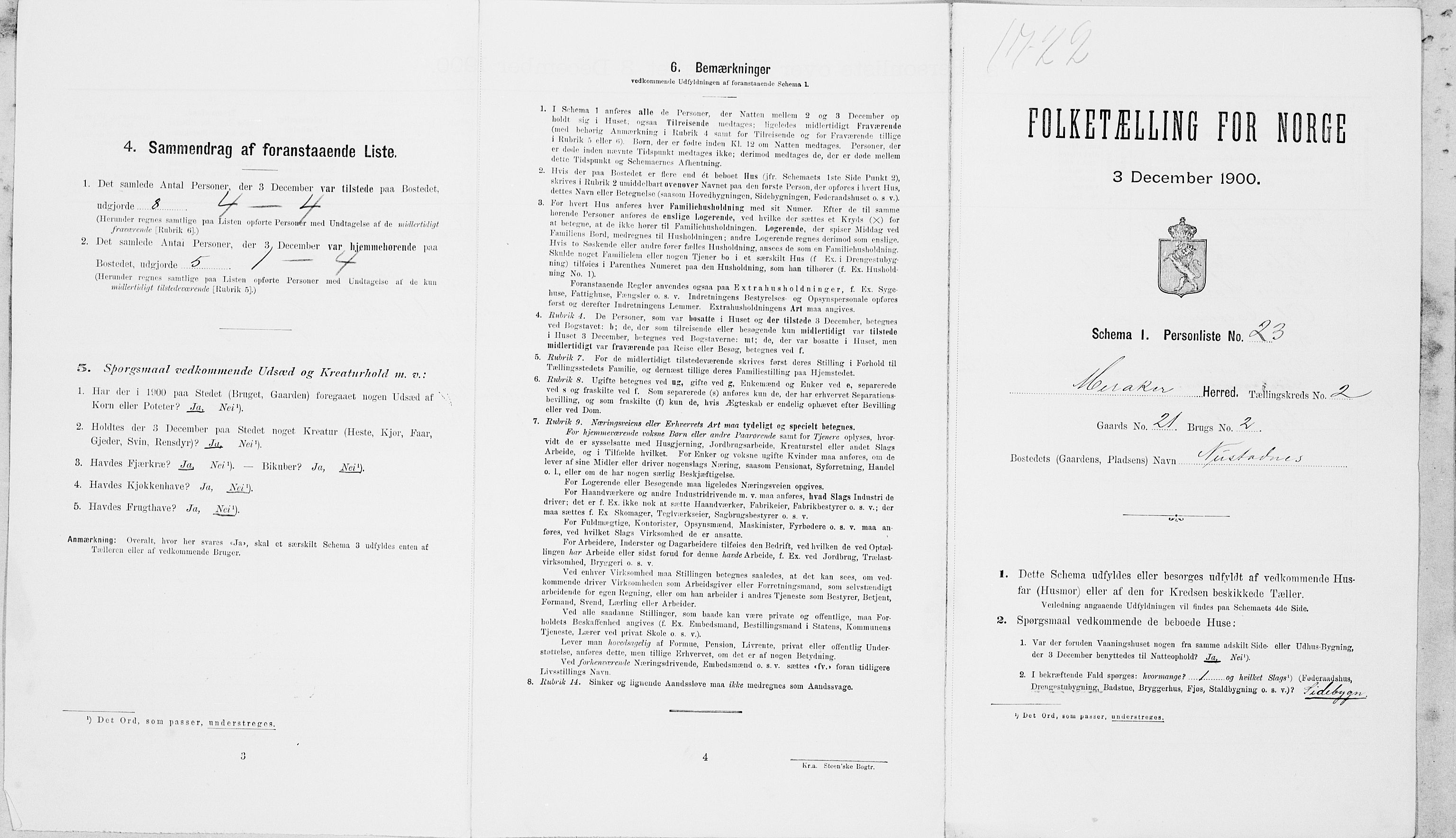 SAT, Folketelling 1900 for 1711 Meråker herred, 1900, s. 242